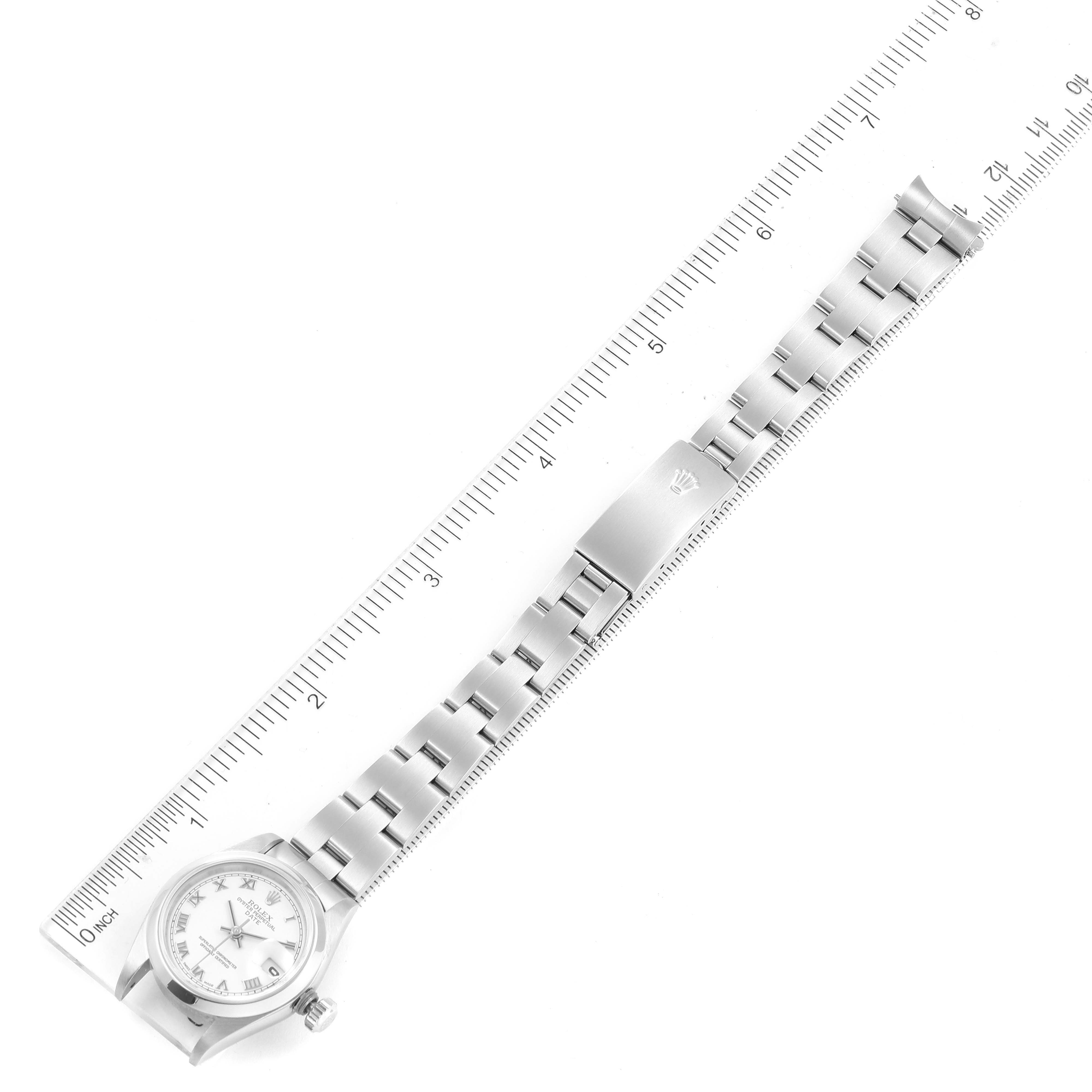 Rolex Date White Roman Dial Domed Bezel Steel Ladies Watch 79160 ...