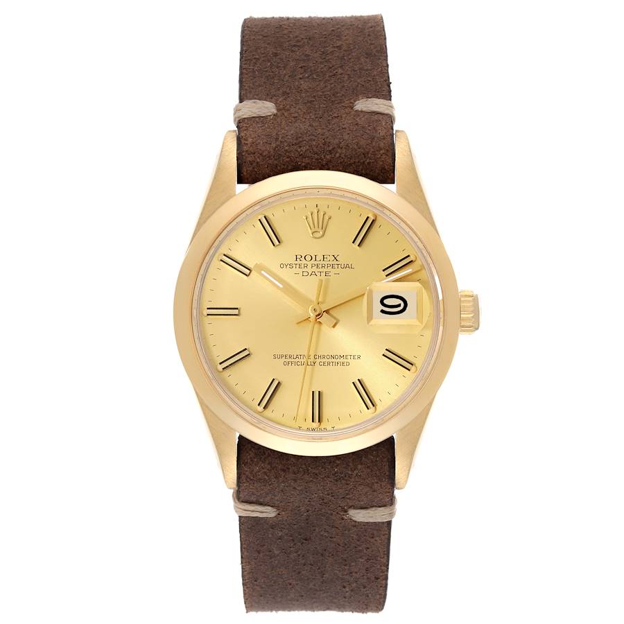 Mens rolex leather strap hot sale