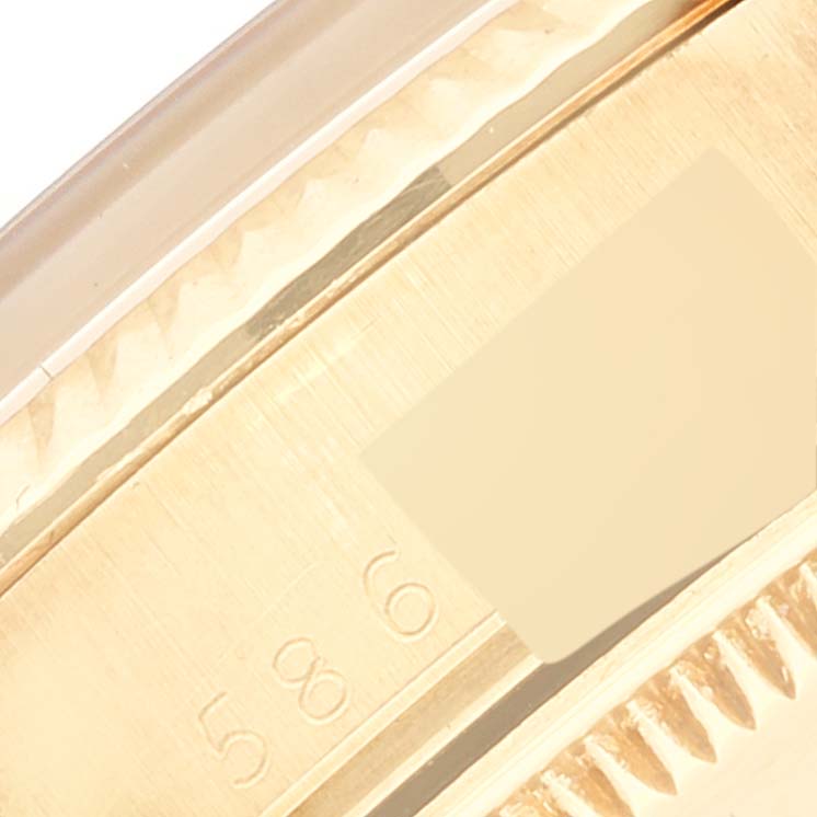 This close-up image shows the bezel and part of the casing of a Vintage Collection Rolex watch.