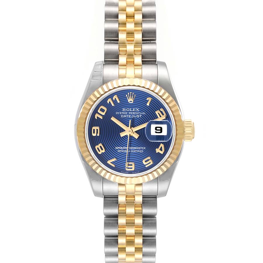 Rolex Datejust 26 Steel Yellow Gold Blue Concentric Dial Watch 179173 Unworn SwissWatchExpo
