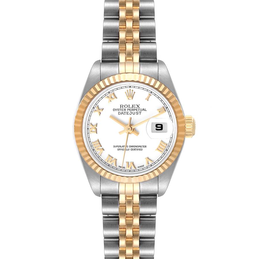 Rolex Datejust Steel Yellow Gold White Roman Dial Ladies Watch 79173 SwissWatchExpo