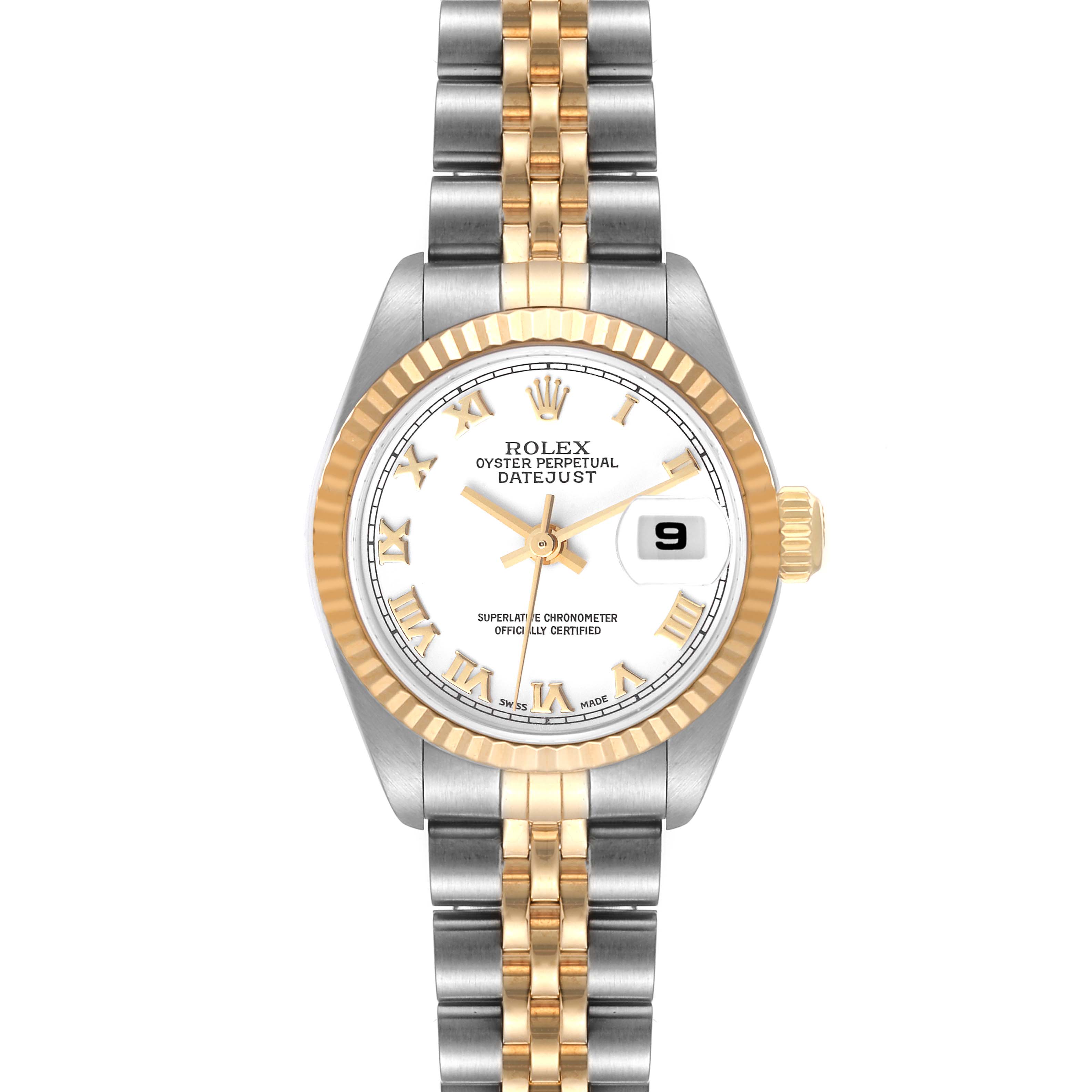 Rolex Datejust Steel Yellow Gold White Roman Dial Ladies Watch 79173 ...