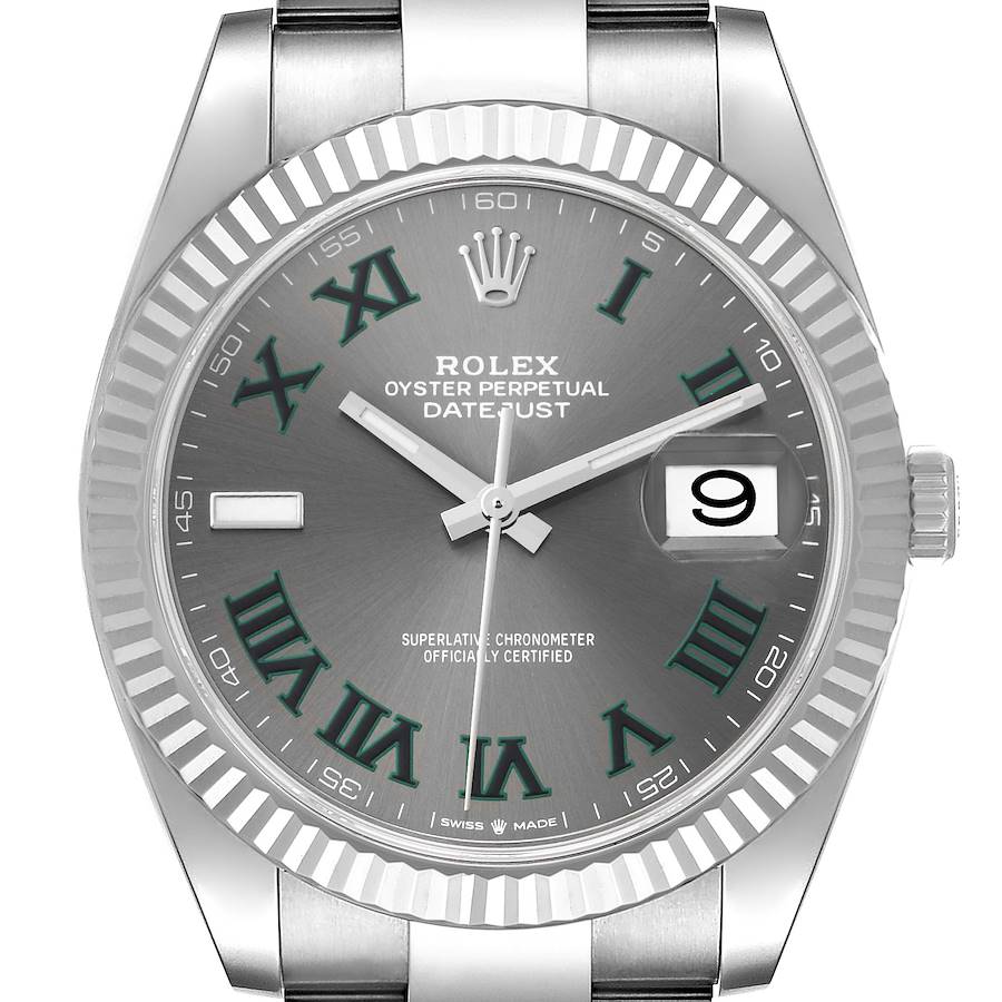 Rolex Datejust 41 Steel White Gold Wimbledon Dial Mens Watch 126334 Box Card SwissWatchExpo