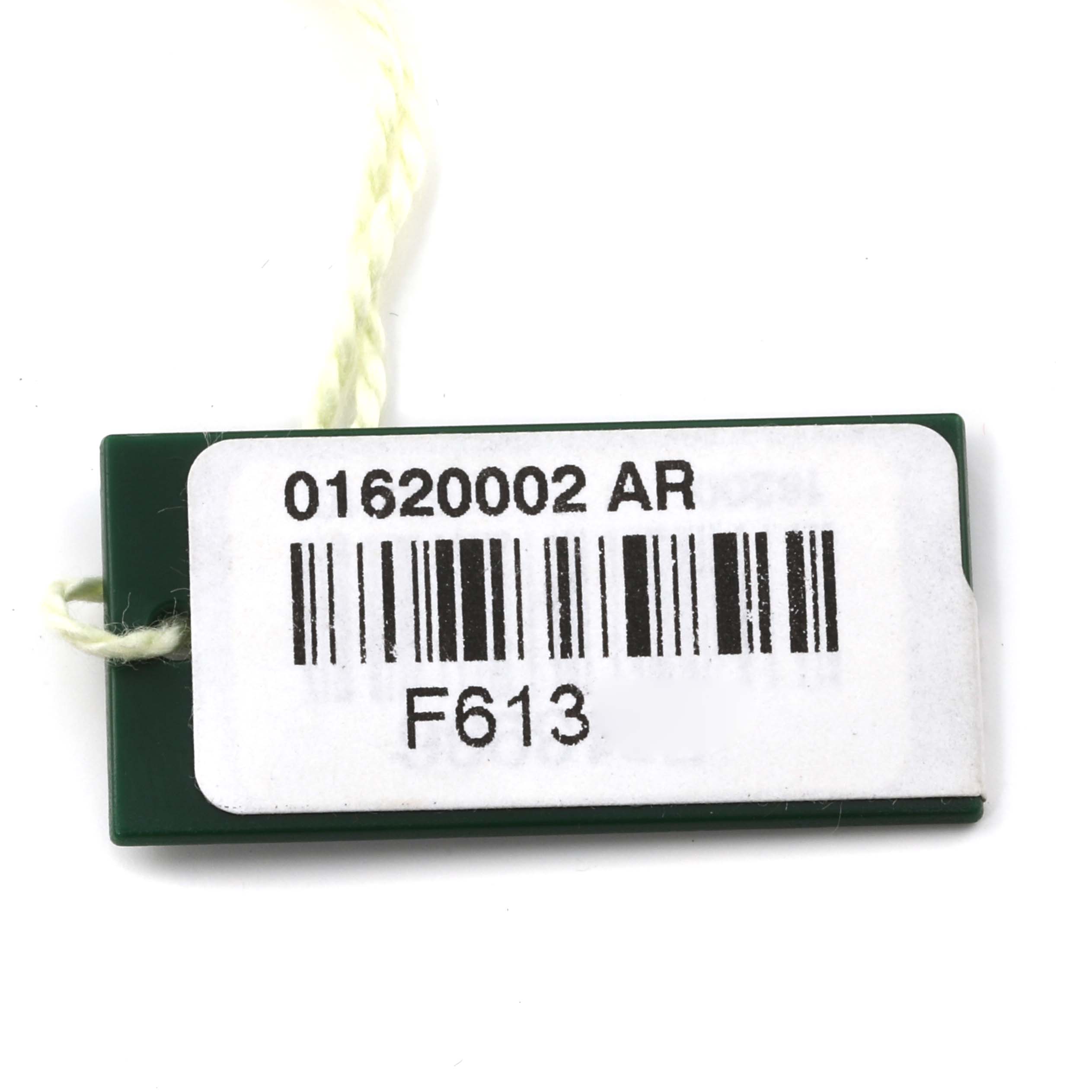 The image shows a tag for a Rolex Datejust 16200 Men's Stainless Steel White Dial 16200 Men's Stainless Steel White Dial watch with a barcode and reference number.