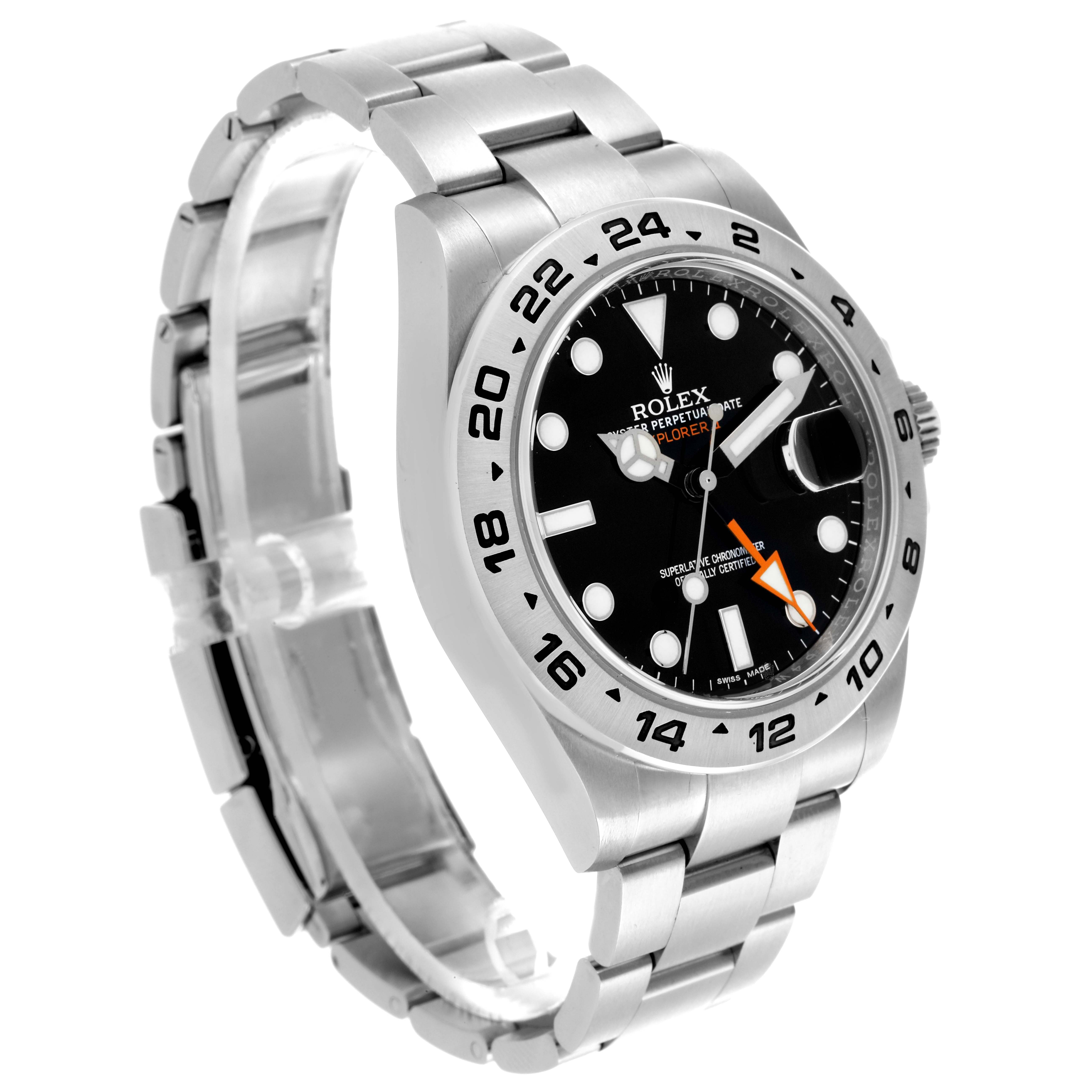 The Rolex Explorer 216570 Men
s Stainless Steel Black Dial 216570 Men
s Stainless Steel Black Dial model is shown at a three-quarter angle, highlighting the dial, bracelet, and bezel.