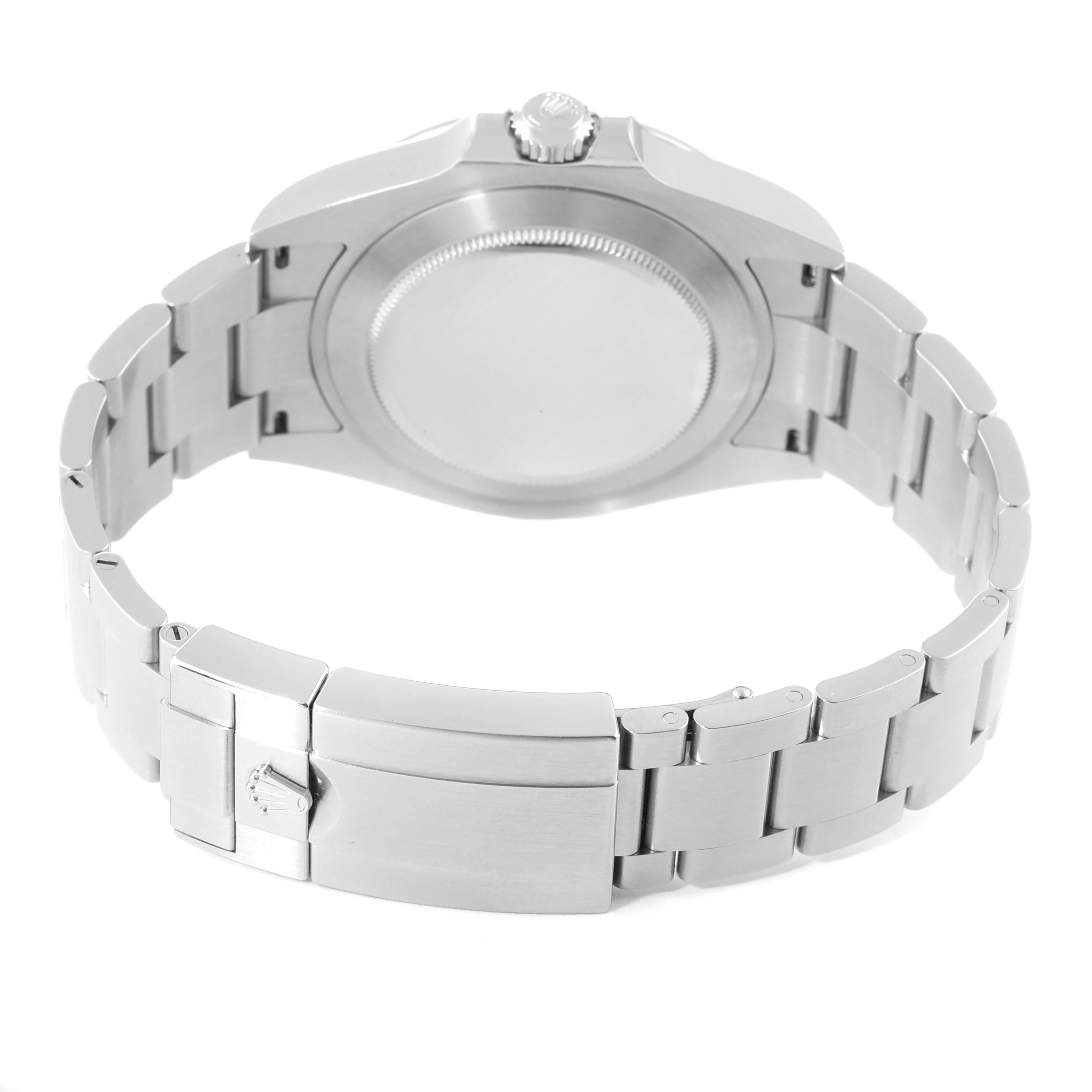 This image shows the back case and bracelet clasp of a Rolex Explorer 226570 Men's Stainless Steel Black Dial 226570 Men's Stainless Steel Black Dial watch from a rear angle.