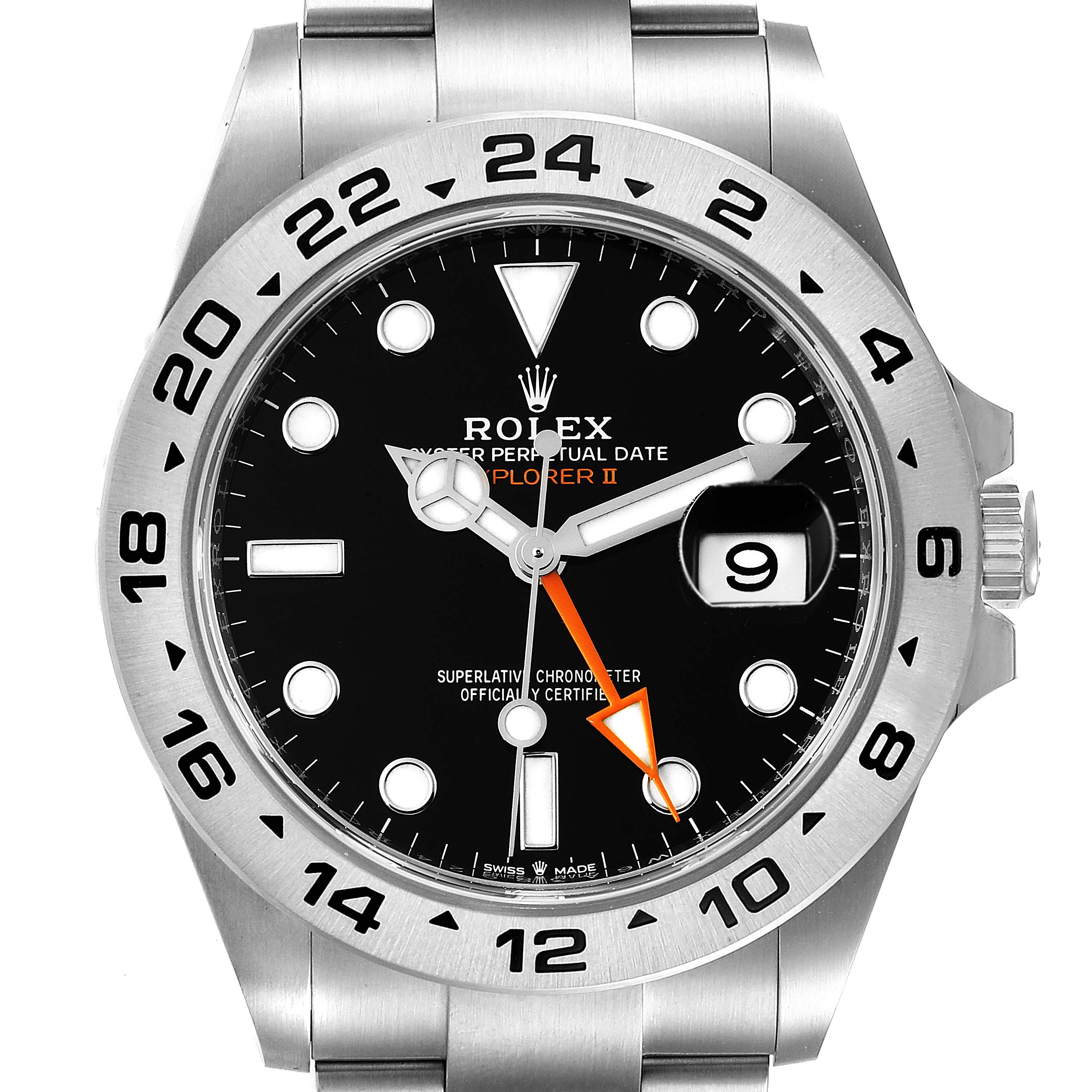 rolex explorer 2 black dial 42mm with orange hand