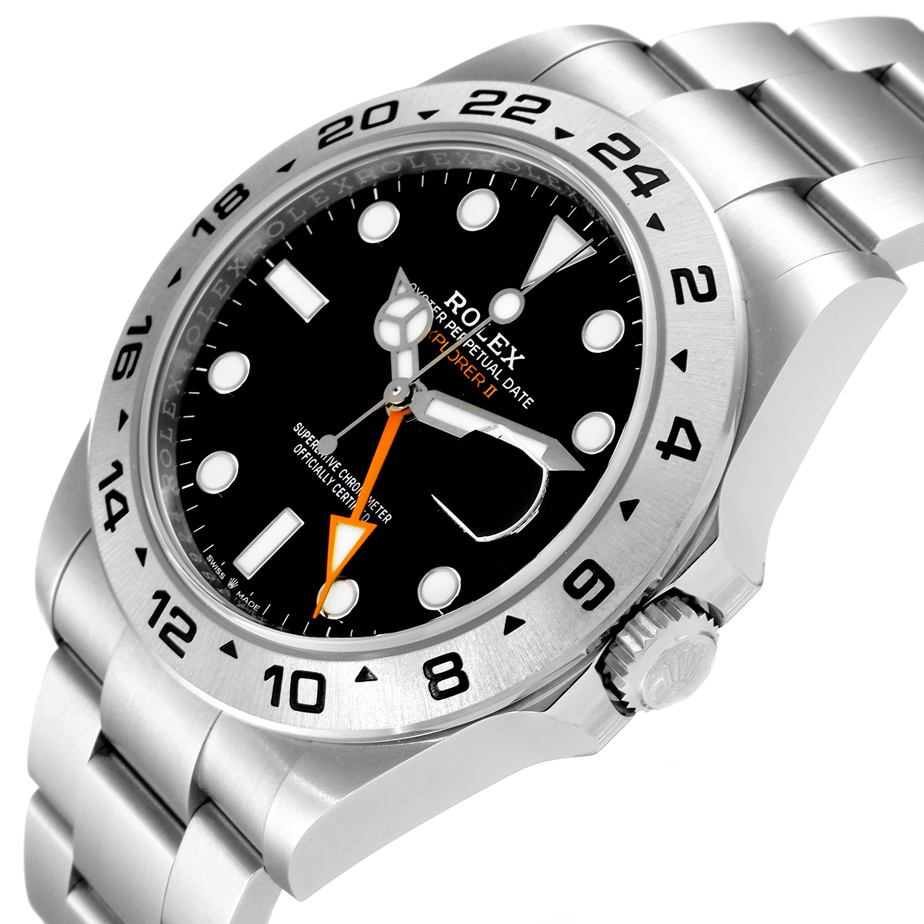 This image shows the Rolex Explorer 226570 Men's Stainless Steel Black Dial 226570 Men's Stainless Steel Black Dial watch at an angled close-up, highlighting its dial, bezel, and part of the bracelet.