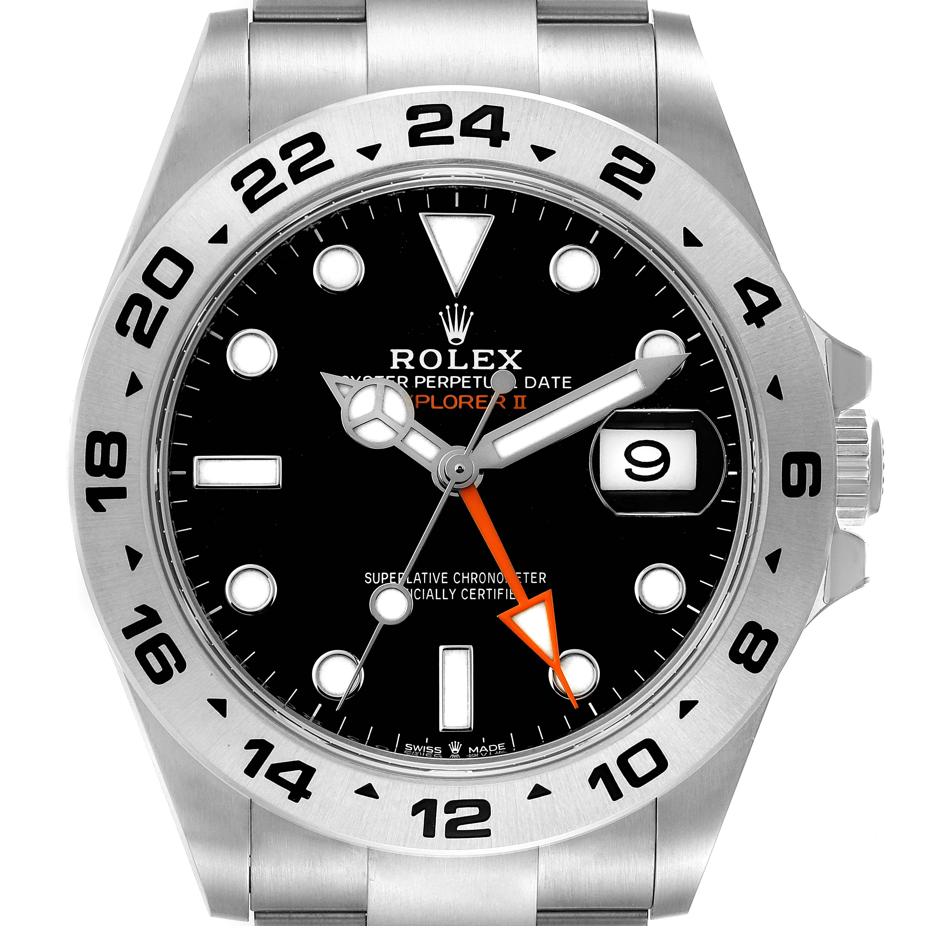 The image shows the face and bezel of the Rolex Explorer 226570 Men
s Stainless Steel Black Dial 226570 Men
s Stainless Steel Black Dial watch, including the hour markers, hands, and date window.