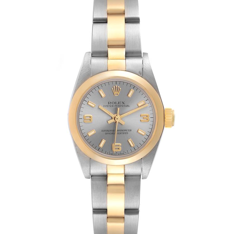 Rolex Oyster Perpetual Non Date Steel Yellow Gold Ladies Watch 67183 Box Papers SwissWatchExpo