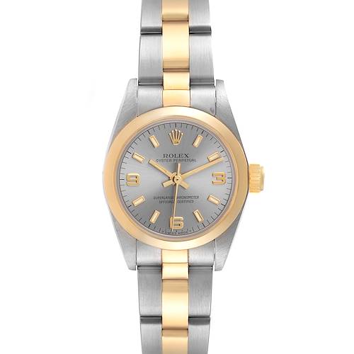 Photo of Rolex Oyster Perpetual Non Date Steel Yellow Gold Ladies Watch 67183 Box Papers