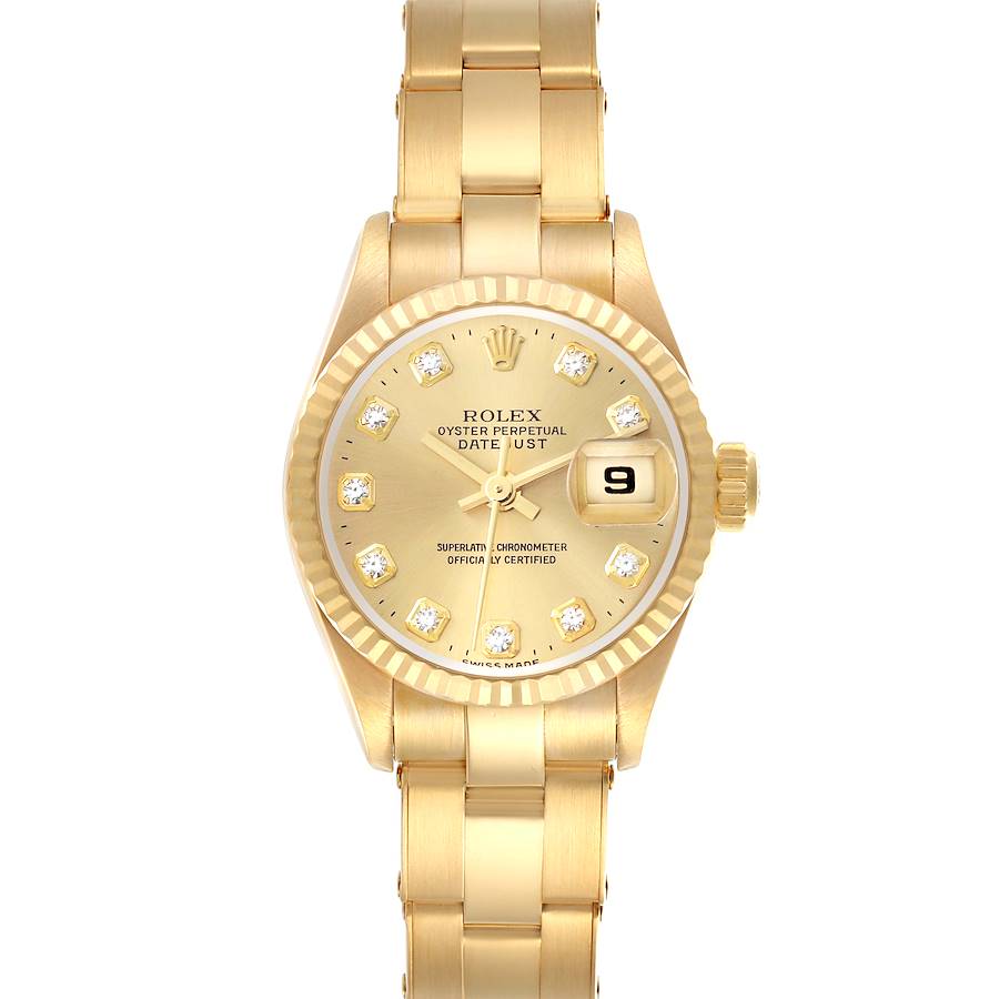 The Rolex President model is shown from the top, displaying the dial, bezel, case, bracelet, and date feature.