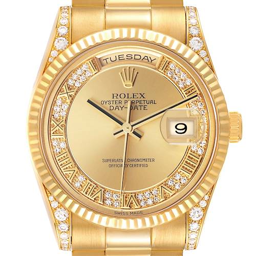 Photo of Rolex President Day Date Yellow Gold Myriad Dial Diamond Lugs Mens Watch 118338