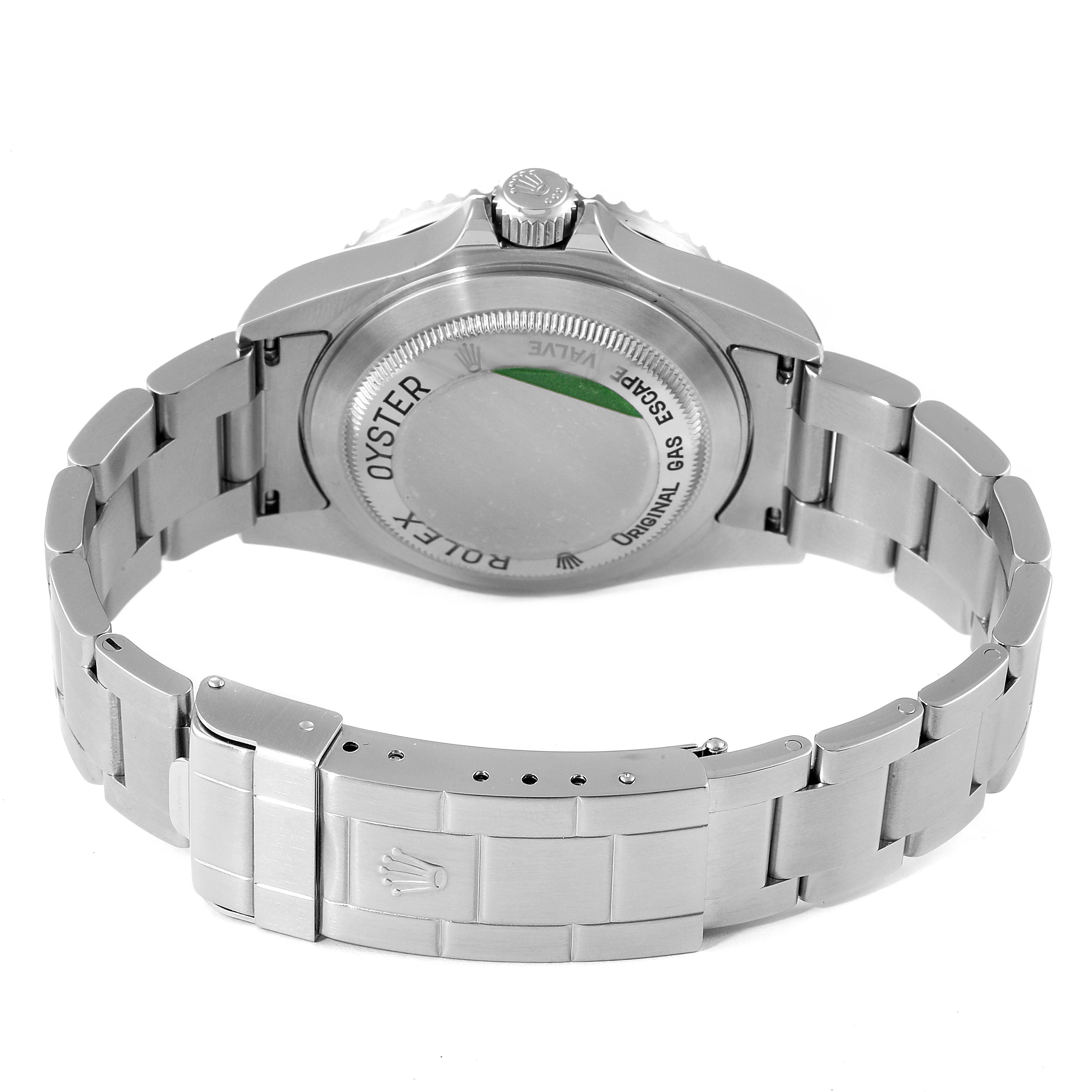 This image shows the back case and bracelet of the Rolex Sea-Dweller 16600 Men
s Stainless Steel Black Dial 16600 Men
s Stainless Steel Black Dial watch at a rear angle.