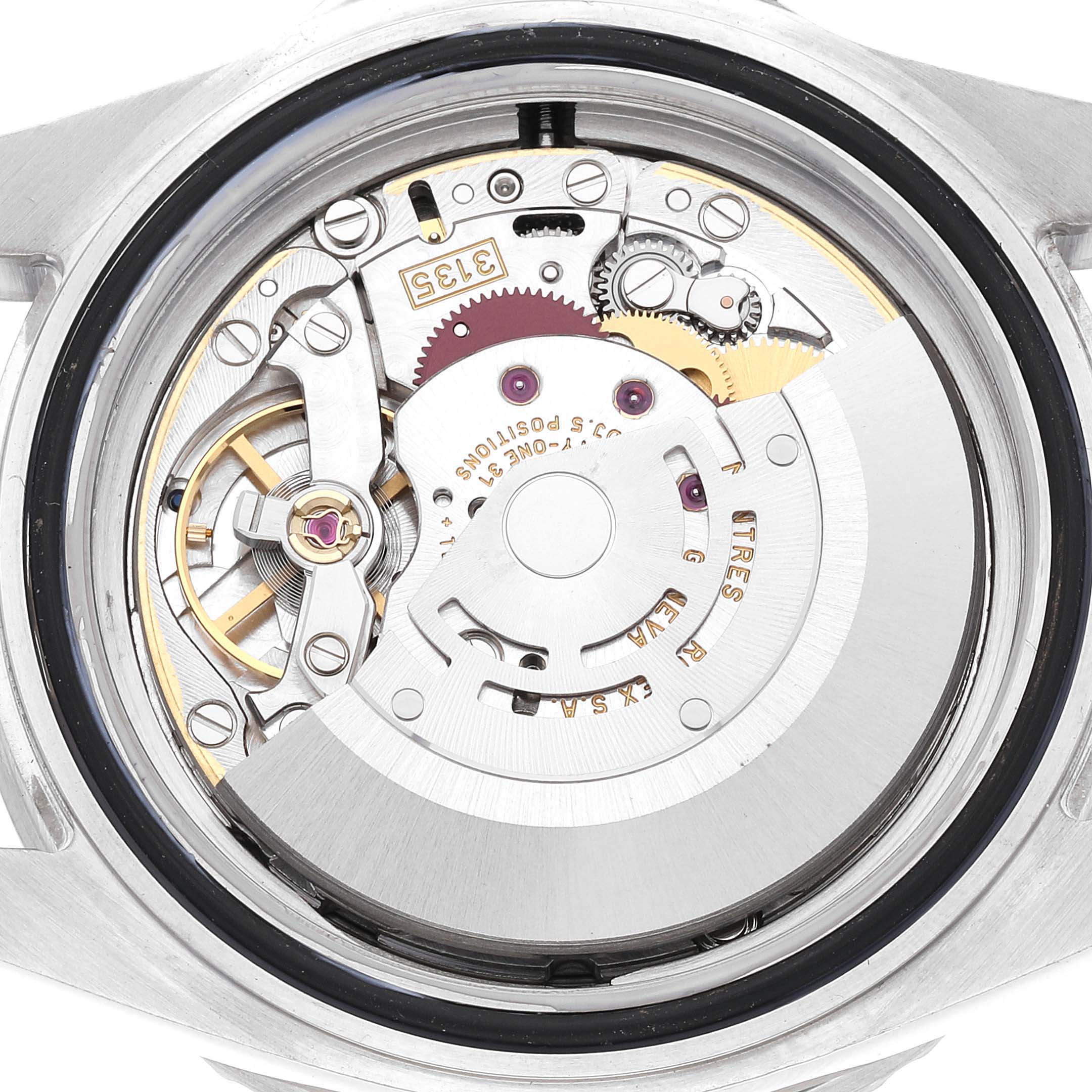 The image shows the internal mechanical movement of a Rolex Sea-Dweller 16600 Men
s Stainless Steel Black Dial 16600 Men
s Stainless Steel Black Dial watch viewed from the back.