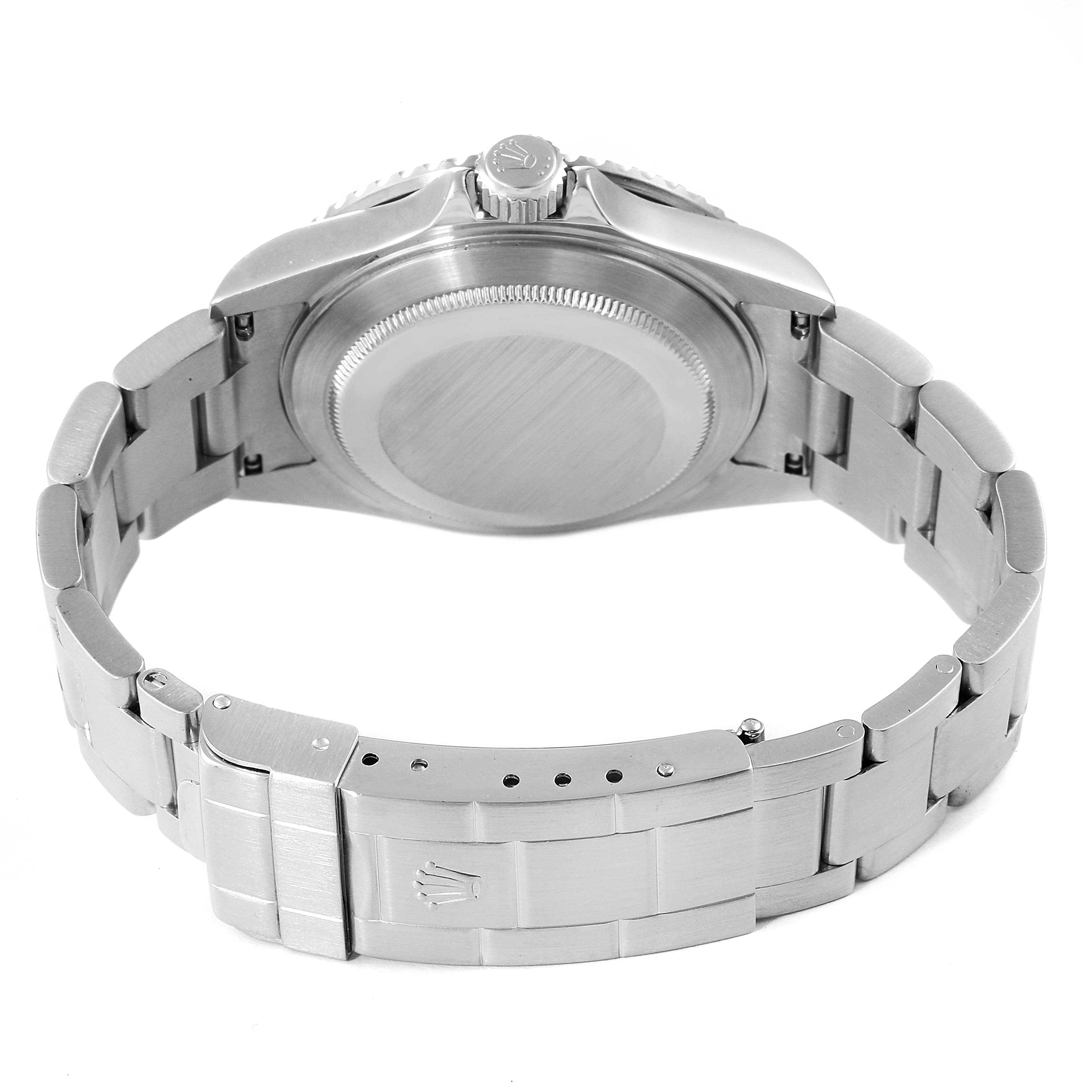 The image shows the back and bracelet of a Rolex Submariner 16610 Men's Stainless Steel Black Dial 16610 Men's Stainless Steel Black Dial watch, highlighting the clasp and case back.