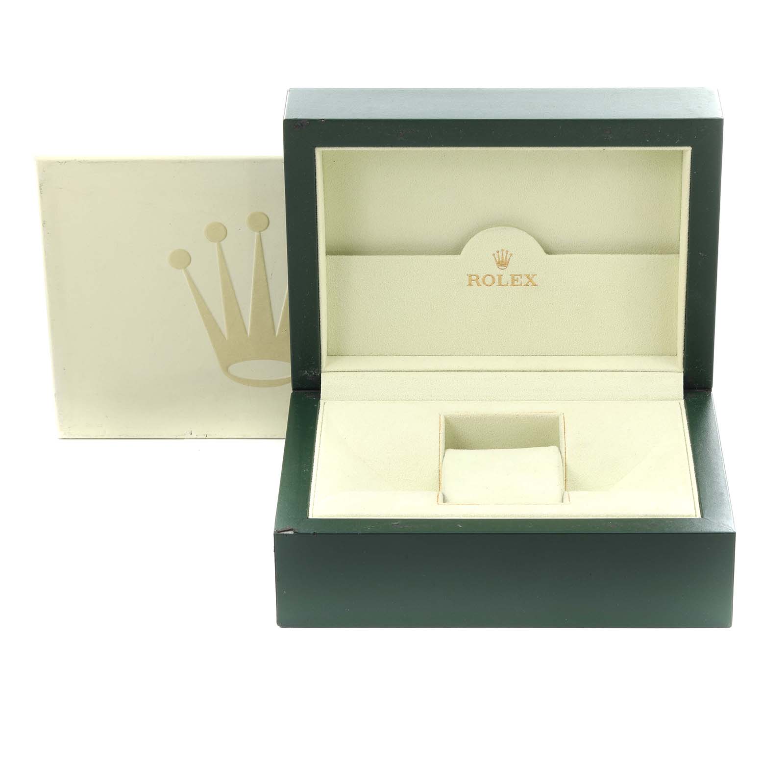 The image shows the open box for a Rolex Submariner 16610 Men's Stainless Steel Black Dial 16610 Men's Stainless Steel Black Dial watch, with the lid and interior visible.