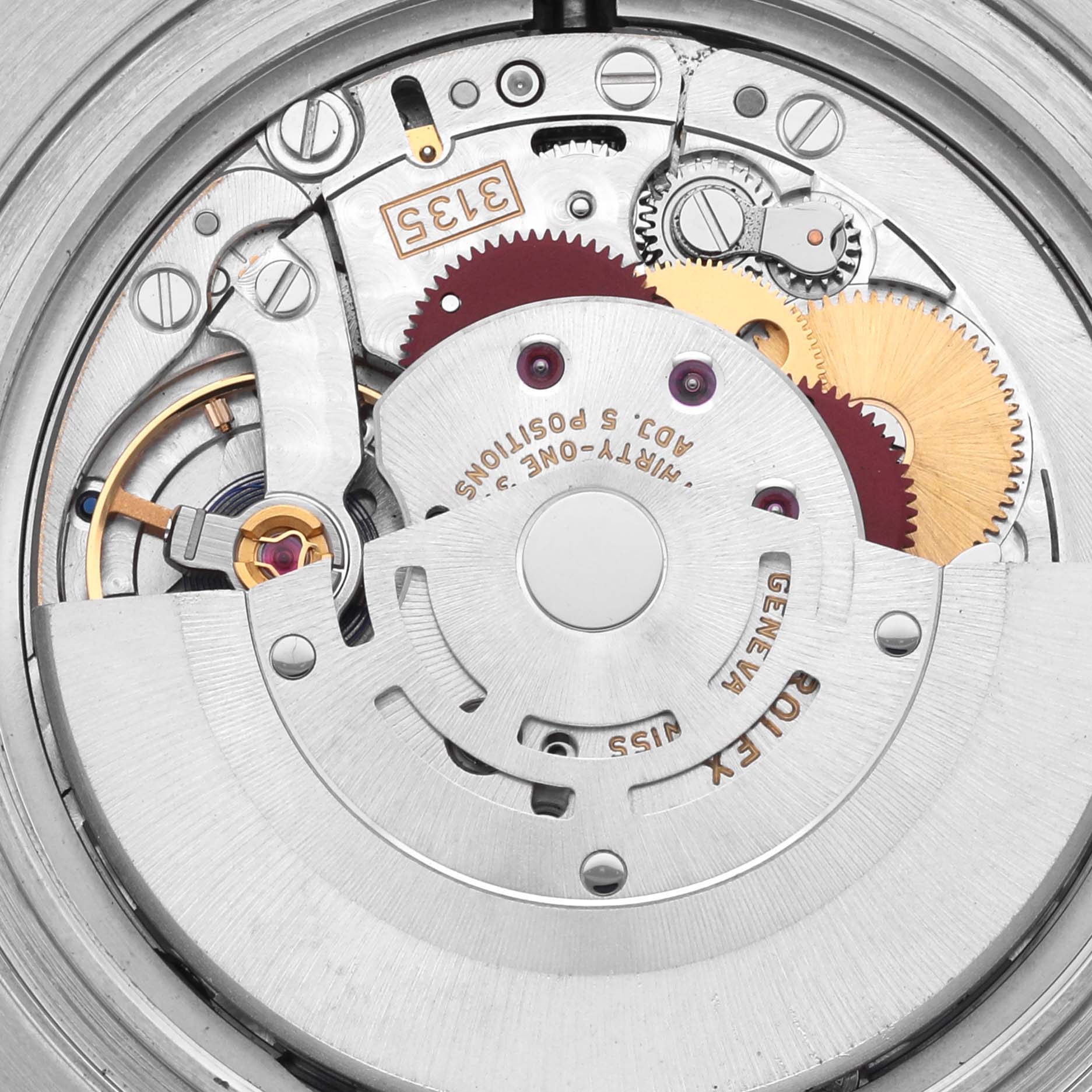 The image shows the inner mechanism of the Rolex Submariner 116610LV Men's Stainless Steel Green Dial 116610LV Men's Stainless Steel Green Dial, highlighting gears and components from a top-down angle.