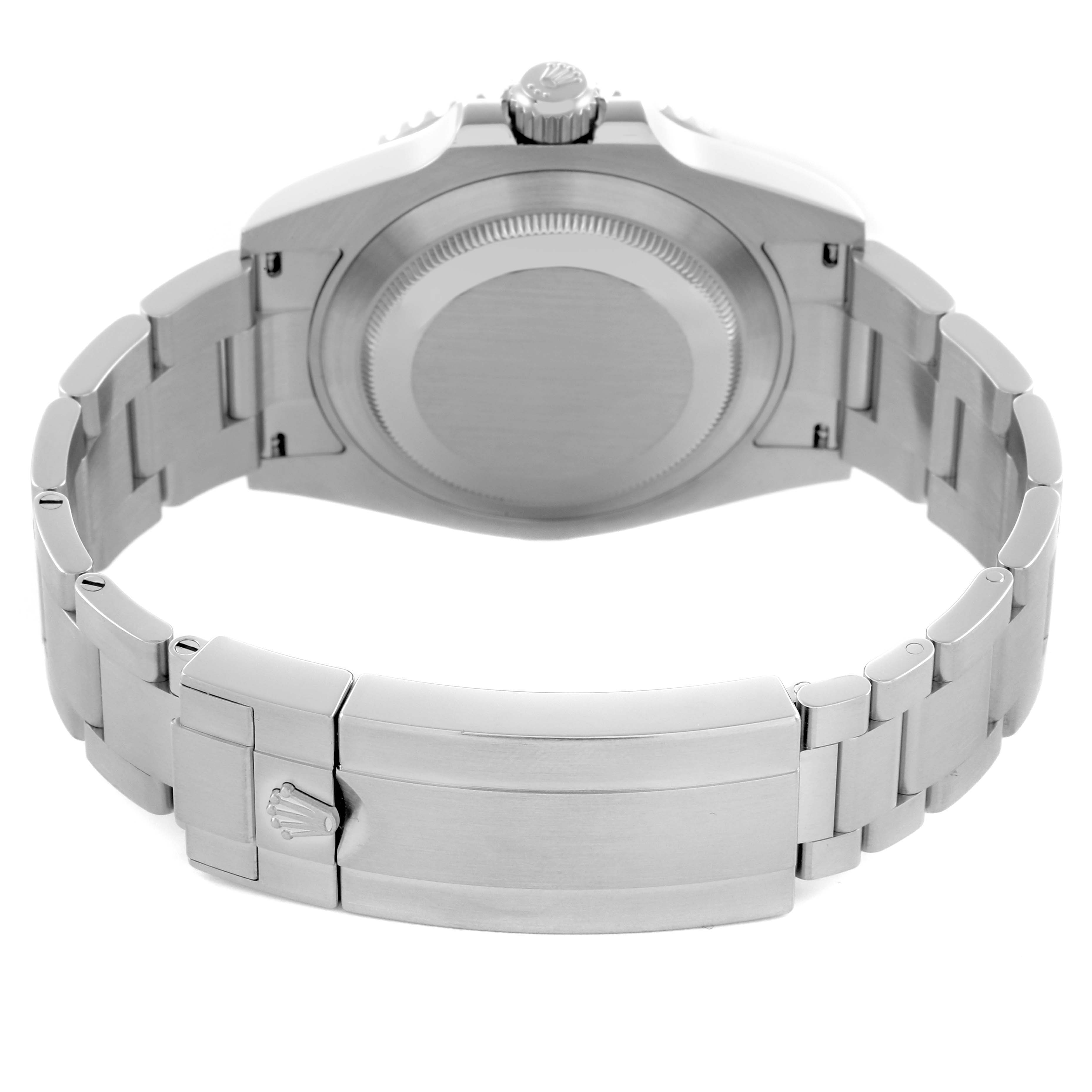 The image shows the back of the Rolex Submariner 126610LV Men's Stainless Steel Black Dial 126610LV Men's Stainless Steel Black Dial watch, highlighting the case back and bracelet clasp.