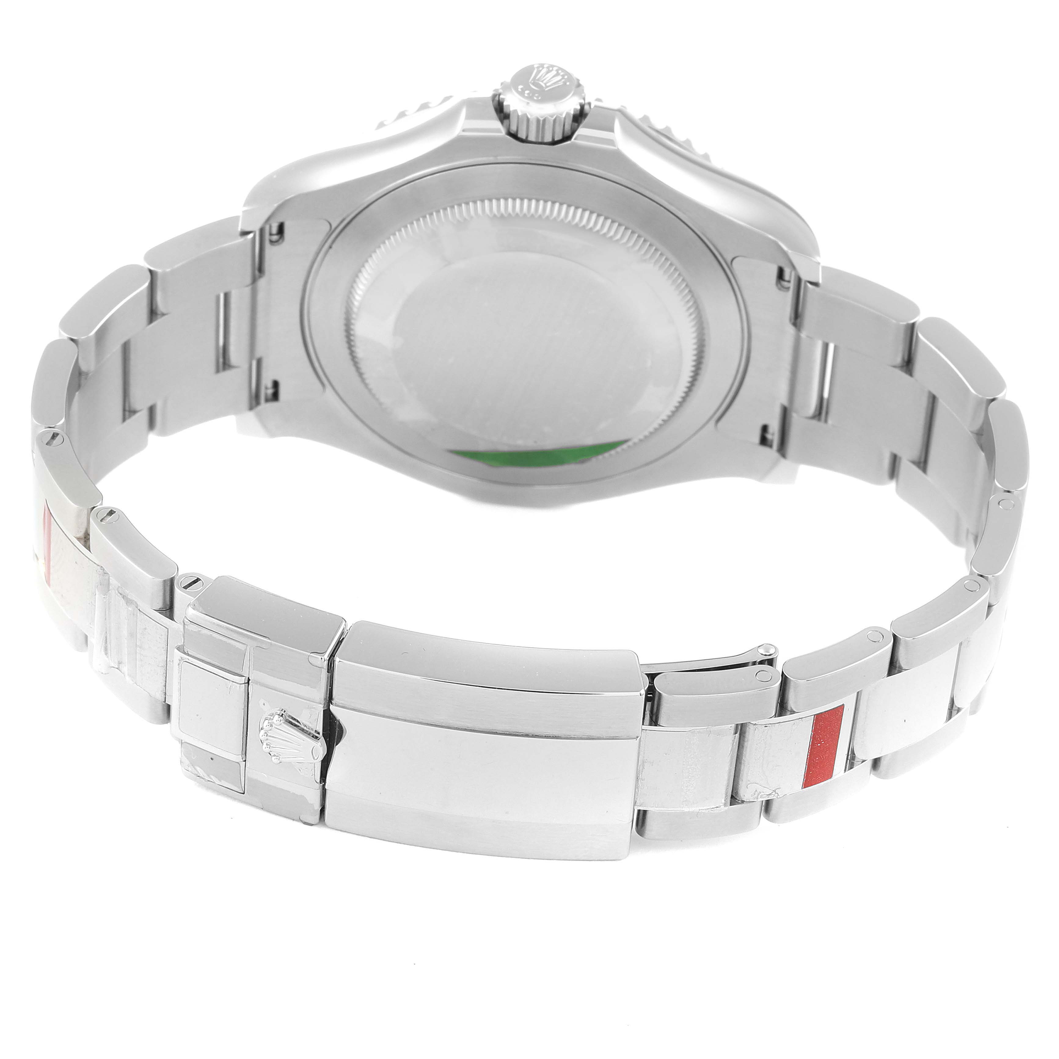 The image shows the back case and the bracelet of the Rolex Yacht-Master 126622 Men
s Stainless Steel Blue Dial 126622 Men
s Stainless Steel Blue Dial watch in a rear angle view.