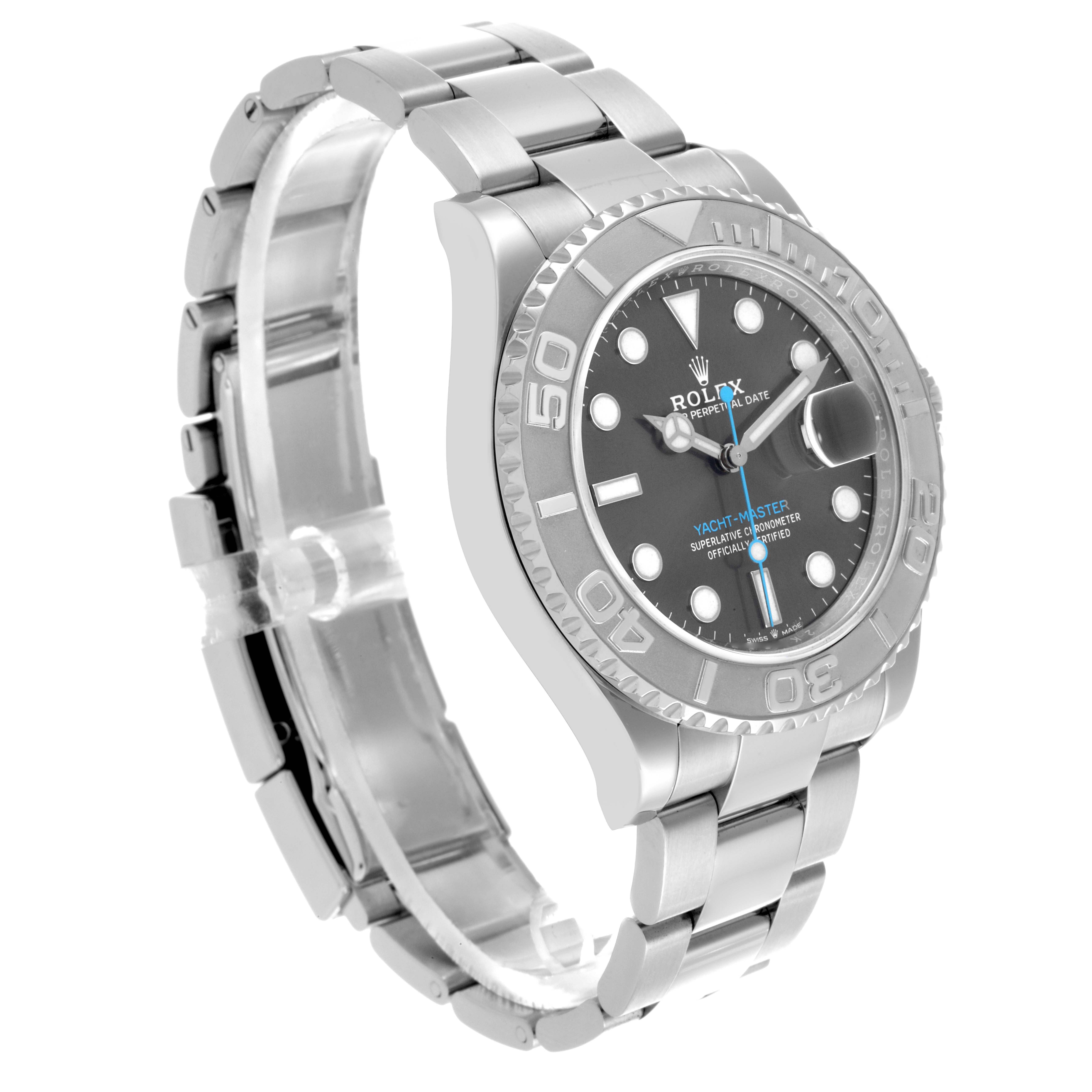 The Rolex Yacht-Master 126622 Men's Stainless Steel Grey Dial 126622 Men's Stainless Steel Grey Dial watch is shown at a three-quarter angle, displaying the face, bezel, and bracelet.