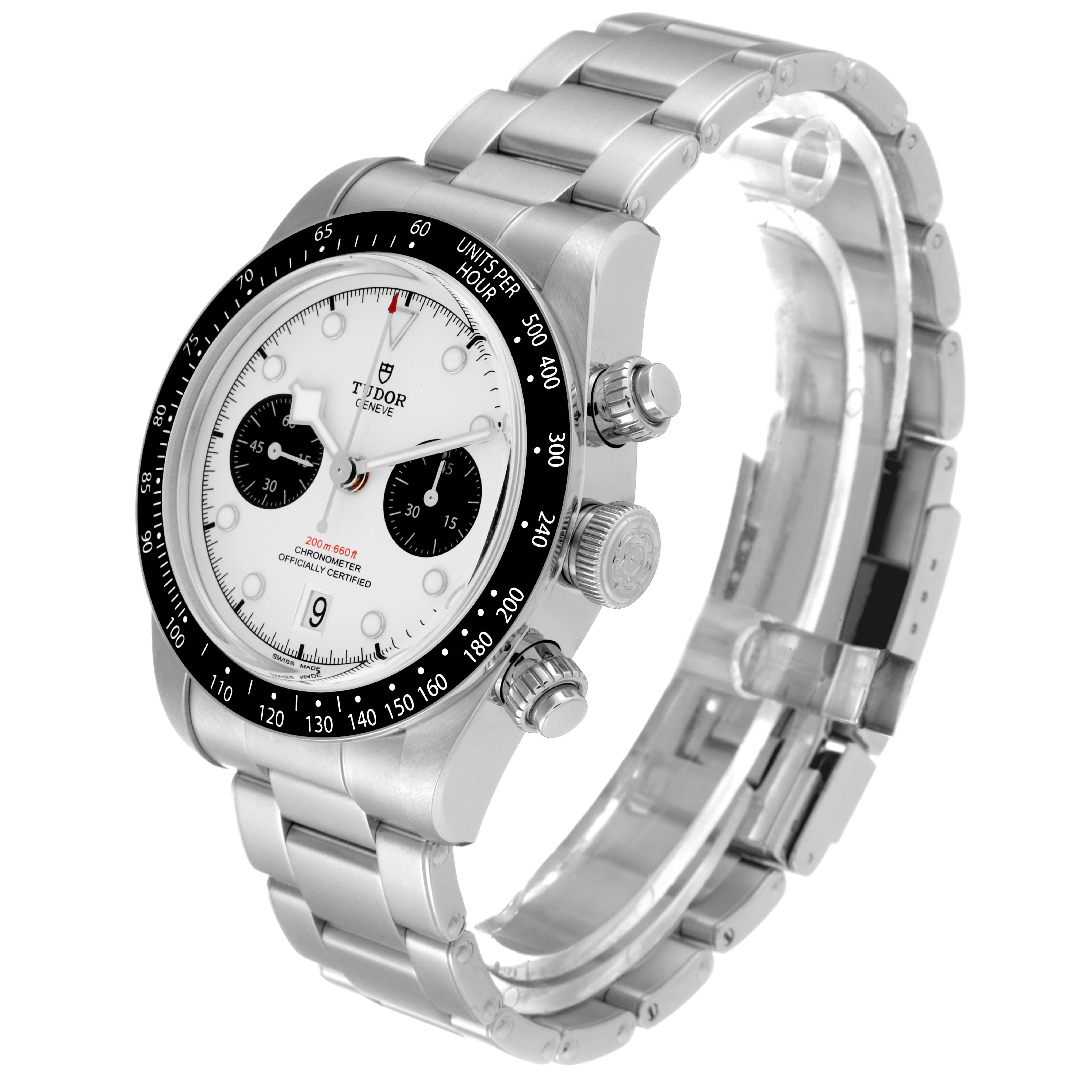 The image shows a Tudor Heritage Black Bay M79360N-0002 Men's Stainless Steel Silver Dial M79360N-0002 Men's Stainless Steel Silver Dial watch at a 3/4 angle, displaying the face, bezel, crown, and bracelet.