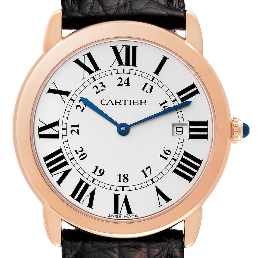 Cartier Ronde Solo Large Rose Gold Steel Mens Watch W6701008 Box Papers SwissWatchExpo