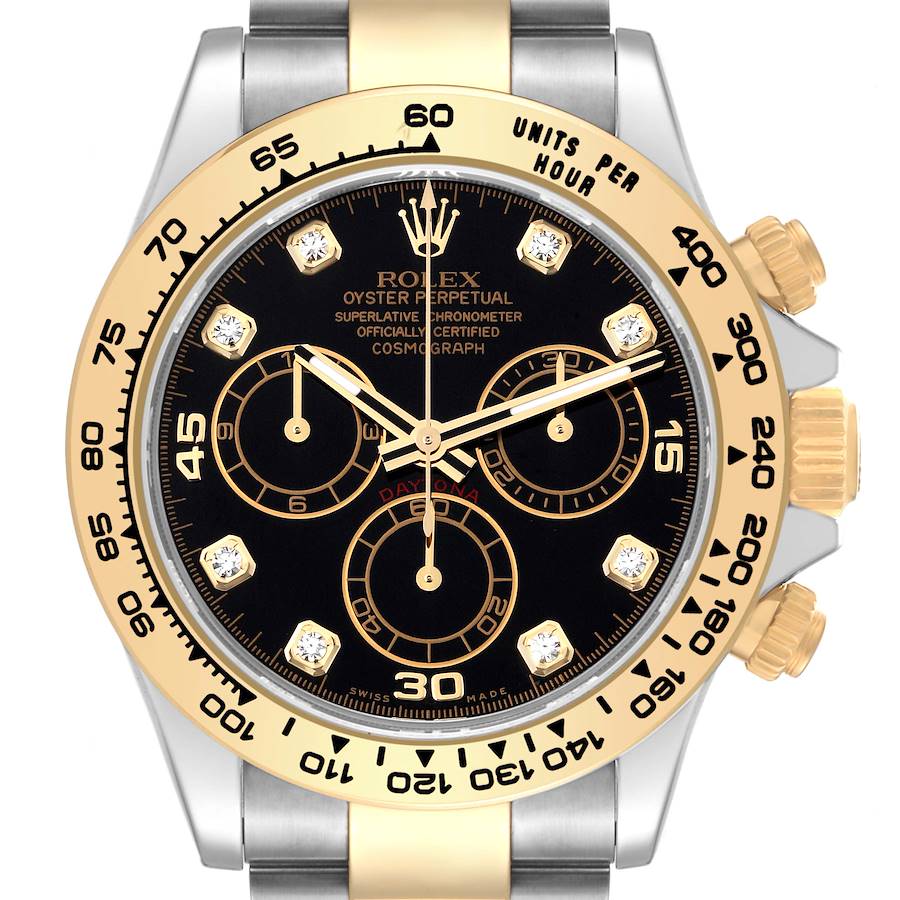 Rolex Cosmograph Daytona Steel Yellow Gold Diamond Mens Watch 116503 Box Card SwissWatchExpo