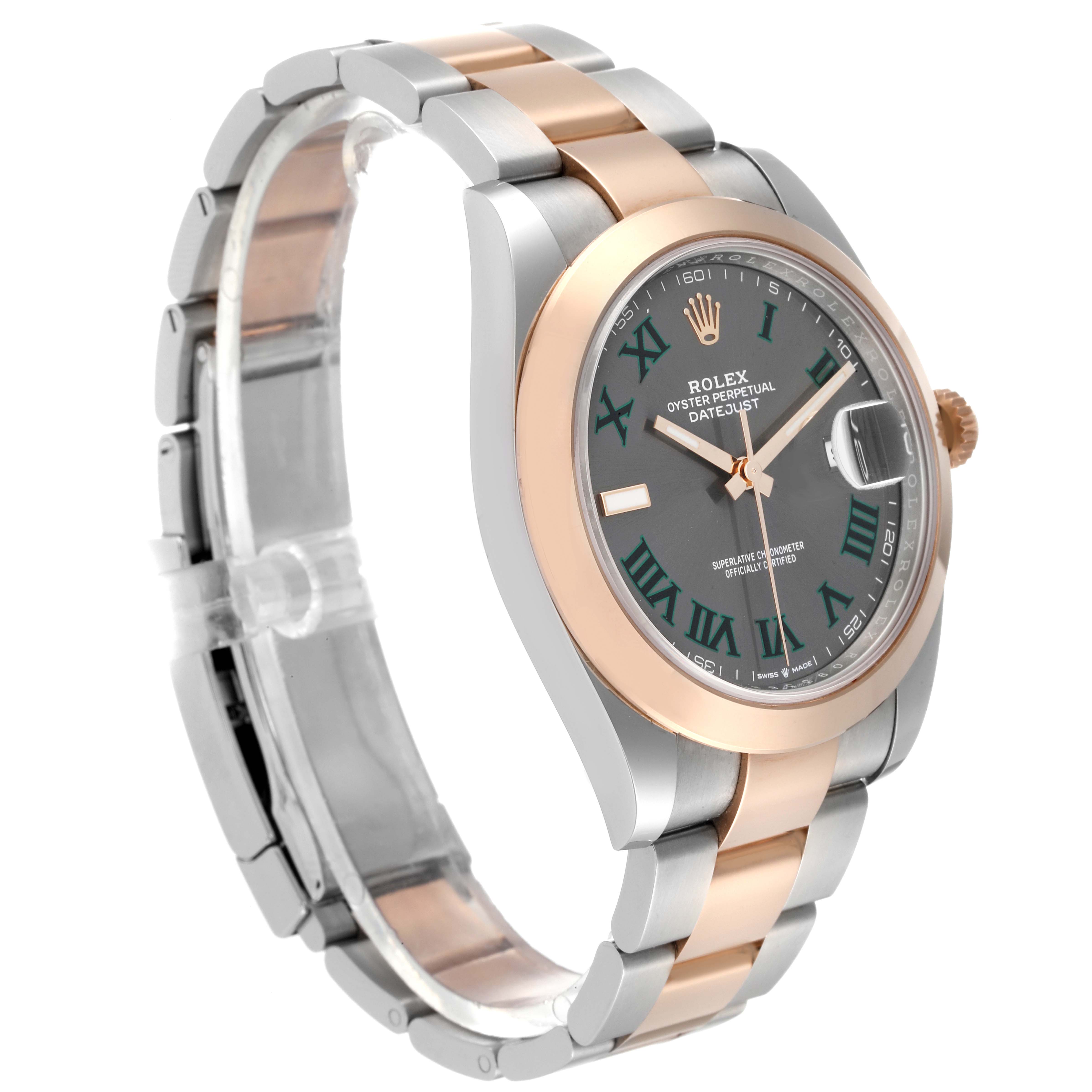 The Rolex Datejust 41 126301 Men's Steel and Gold (two tone) Grey Dial 126301 Men's Steel and Gold (two tone) Grey Dial watch is shown at a slight angle, highlighting its dial, bezel, and two-tone bracelet.