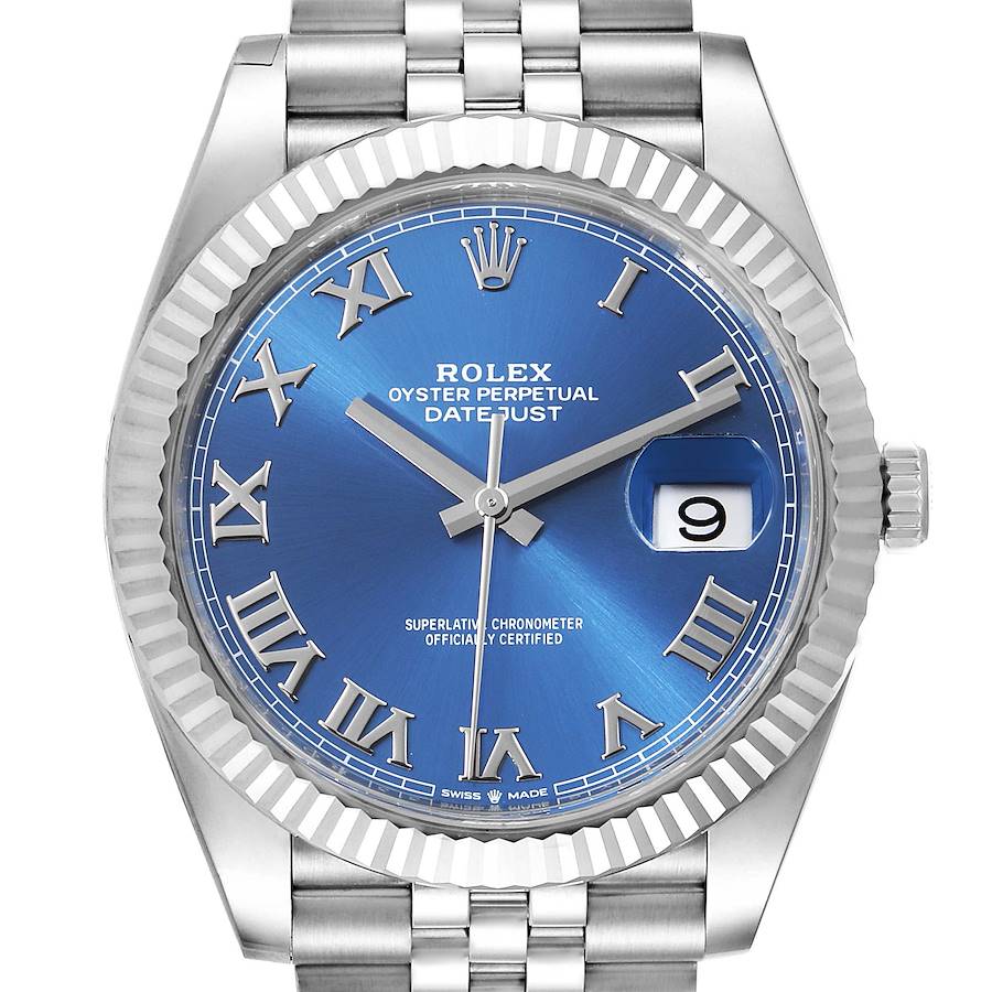 Rolex Datejust 41 Steel White Gold Blue Dial Steel Mens Watch 126334 Unworn SwissWatchExpo