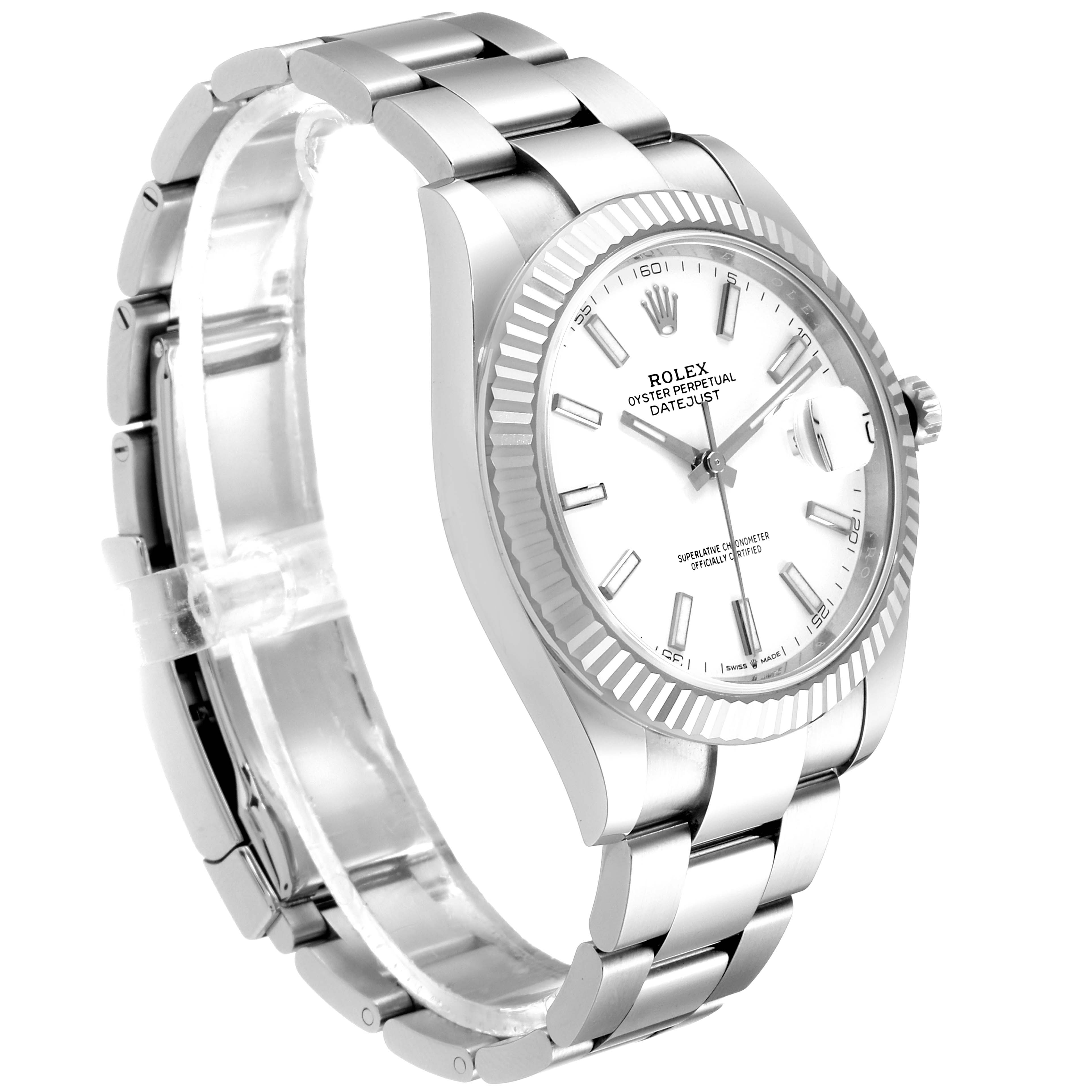 2019 rolex 41mm datejust with 18ct white gold fluted bezel