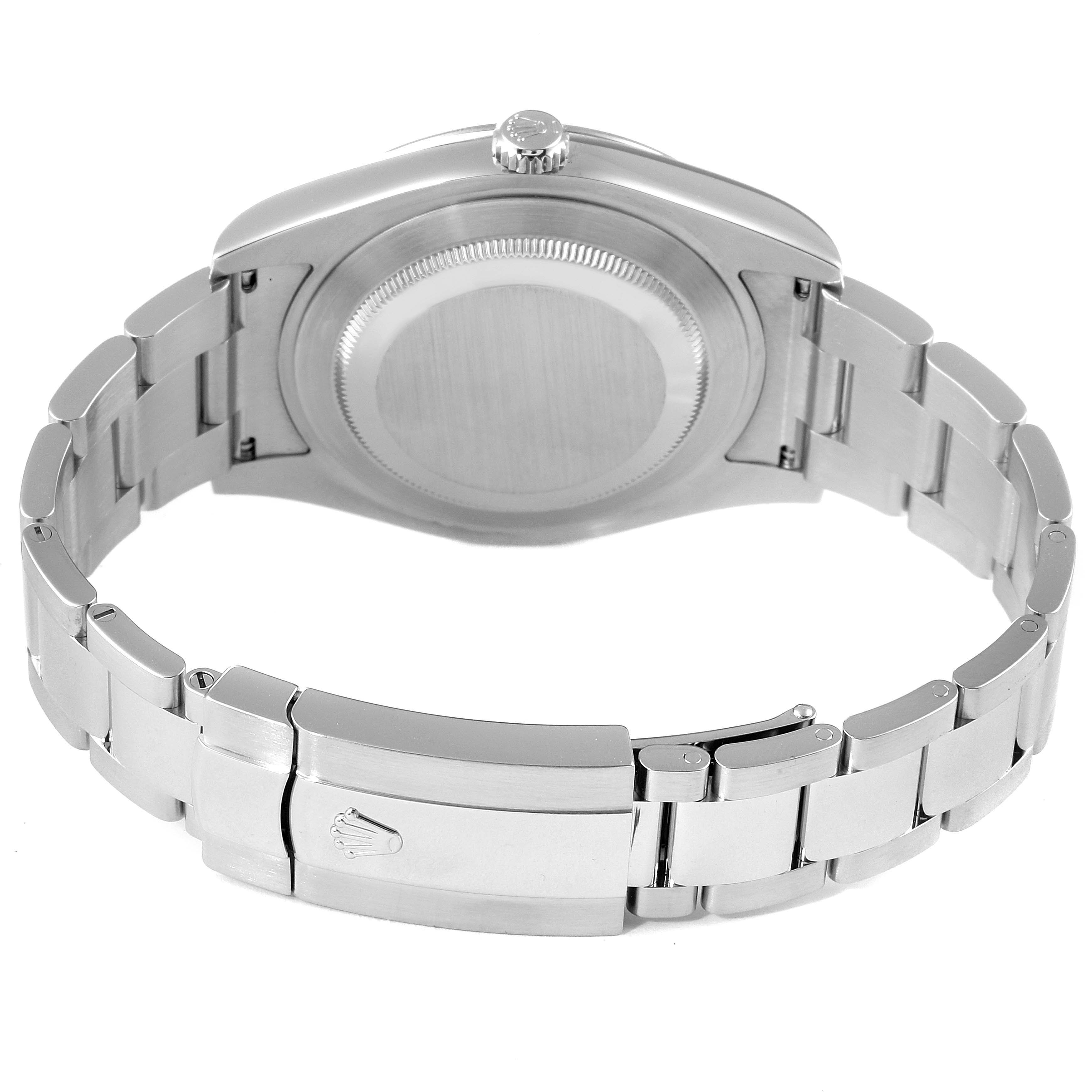 The image shows the backside and clasp of the Rolex Datejust 41 116334 Men
s Stainless Steel Black Dial 116334 Men
s Stainless Steel Black Dial watch, showcasing its bracelet and case back.