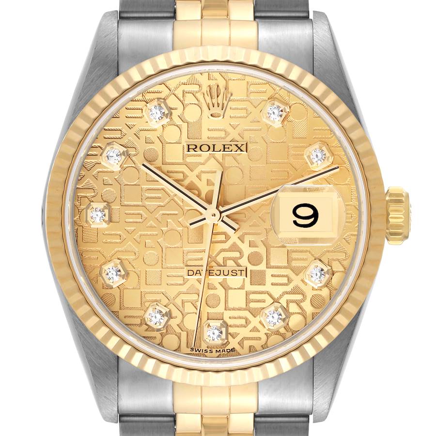 Rolex Datejust Steel Yellow Gold Diamond Anniversary Dial Mens Watch 16233 SwissWatchExpo