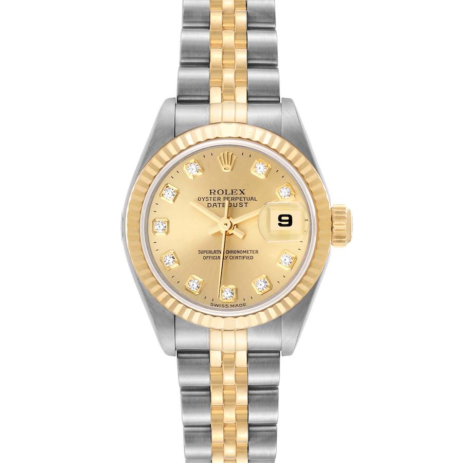 Rolex Datejust Steel Yellow Gold Diamond Dial Ladies Watch 69173 SwissWatchExpo