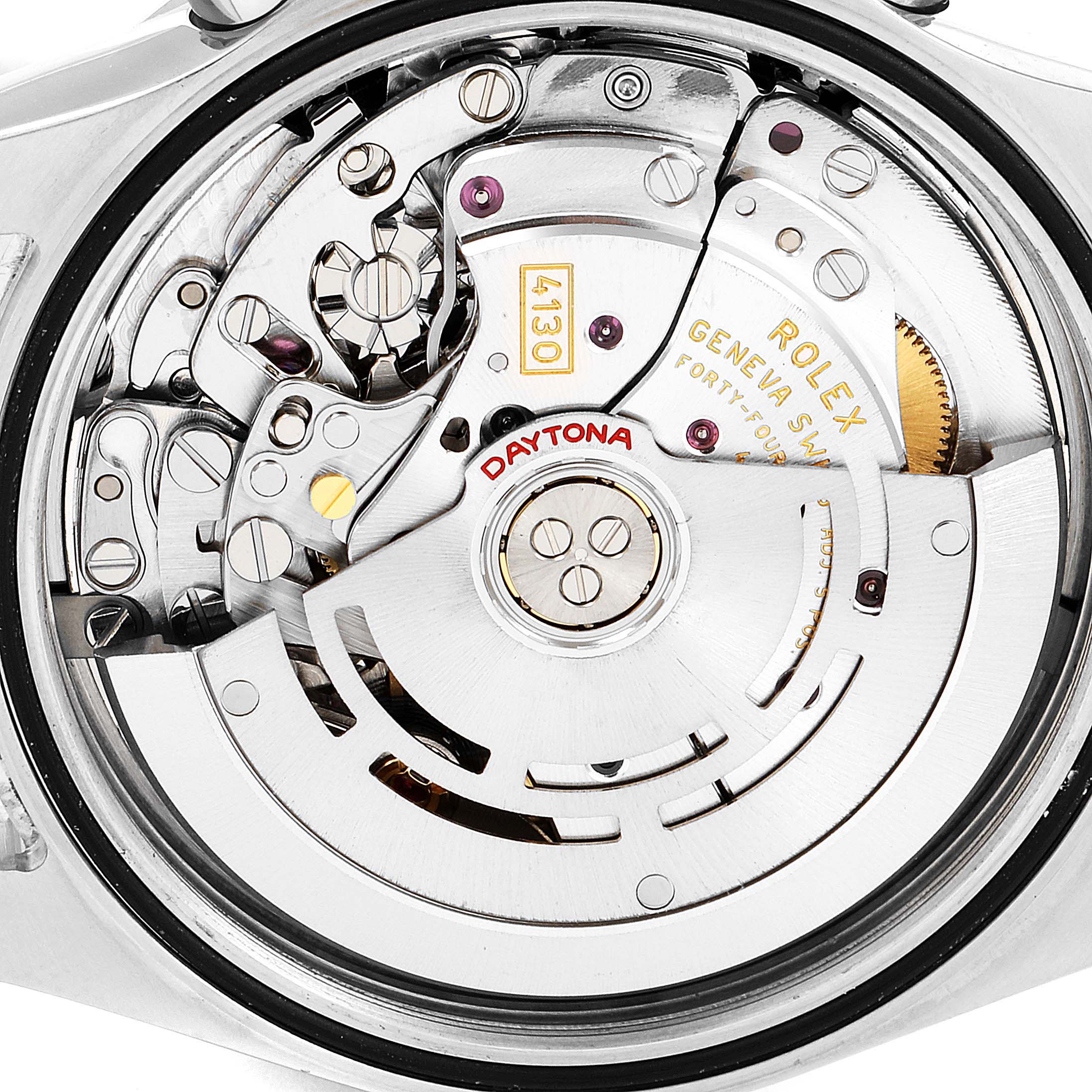 This is a close-up view of the movement inside a Rolex Daytona 116520 Men's Stainless Steel Black Dial 116520 Men's Stainless Steel Black Dial watch.