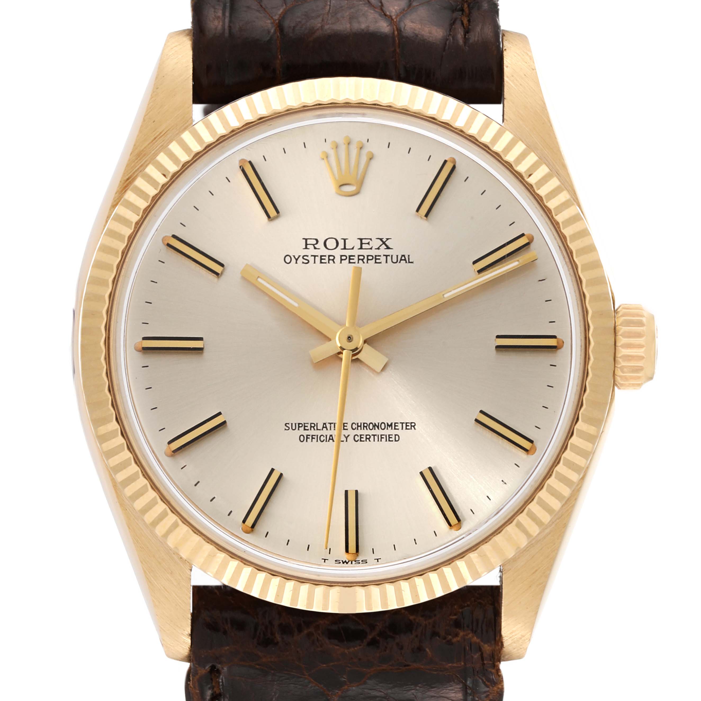 Rolex Oyster Perpetual Yellow Gold Vintage Mens Watch 1005 Box