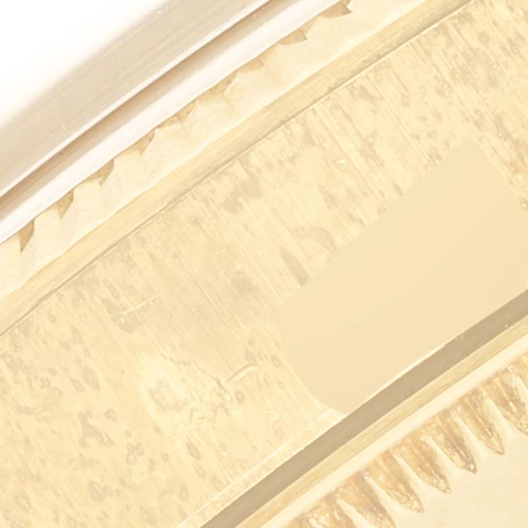 This image shows a close-up of the edge and bezel of a Rolex Vintage Collection 1005 Men's Yellow Gold Champagne Dial 1005 Men's Yellow Gold Champagne Dial watch.