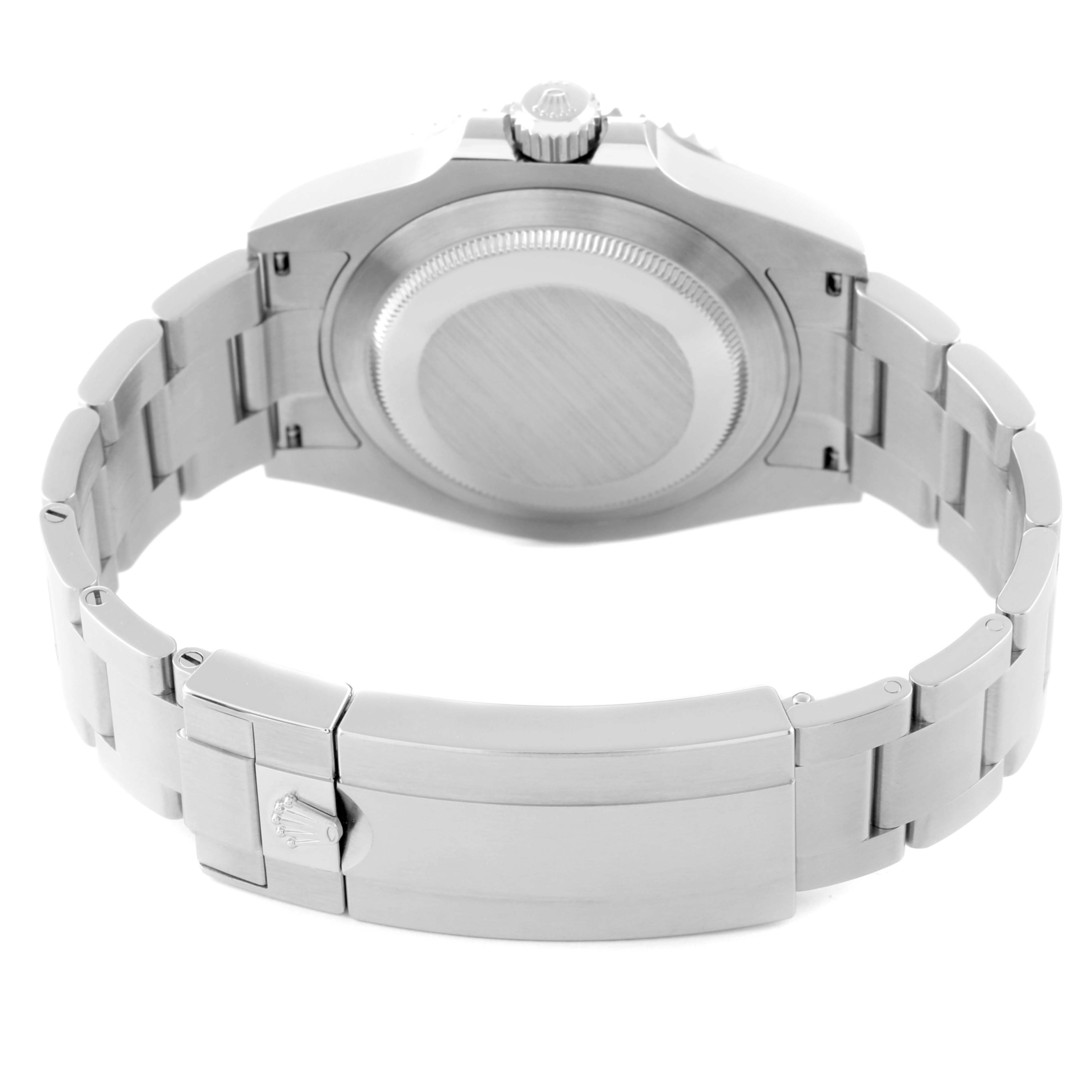 The image shows the case back and bracelet of a Rolex Submariner 126610 Men
s Stainless Steel Black Dial 126610 Men
s Stainless Steel Black Dial watch from a rear angle.