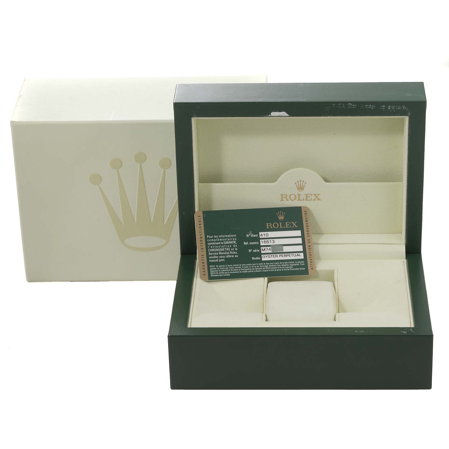 The image shows the open box and Best Quality
ation card for a Rolex Submariner 16613 Men
s Stainless Steel Blue Dial 16613 Men
s Stainless Steel Blue Dial watch.