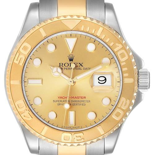 Photo of Rolex Yachtmaster Steel Yellow Gold Champagne Dial Mens Watch 16623 Box Card