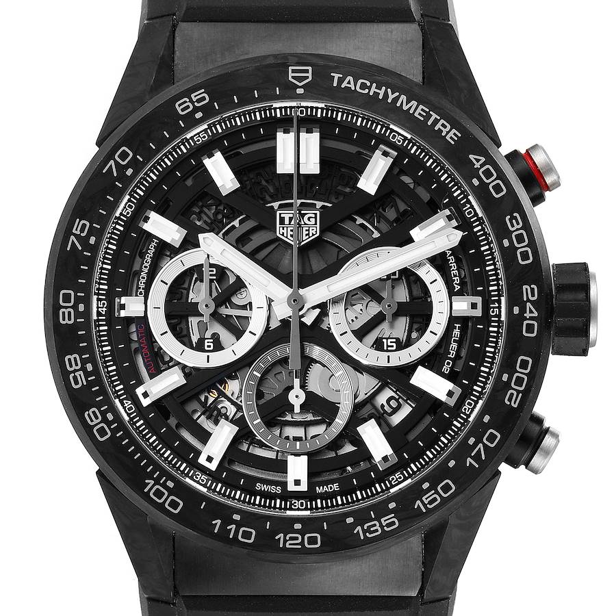 TAG Heuer Carrera Calibre 02 Skeleton Carbon Watch CBG2A91 Unworn SwissWatchExpo