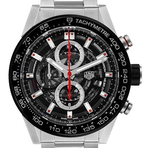 Photo of Tag Heuer Carrera Skeleton Dial Chronograph Mens Watch CAR2A1W Box Card