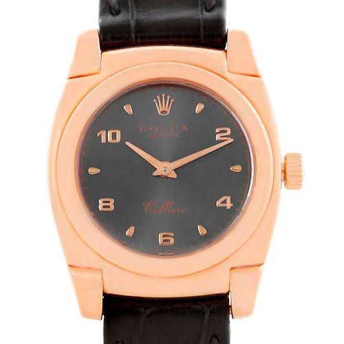 Photo of Rolex Cellini Cestello Ladies 18k Rose Gold Slate Dial Watch 5310