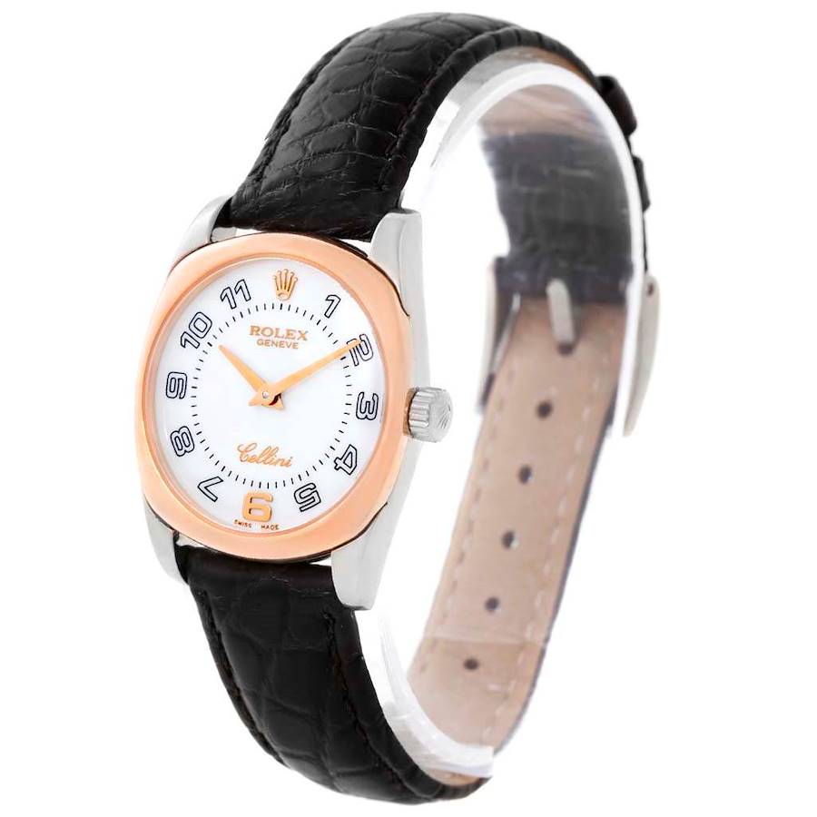 Rolex Cellini Danaos 18K White Rose Gold White Dial Ladies Watch 6229 SwissWatchExpo