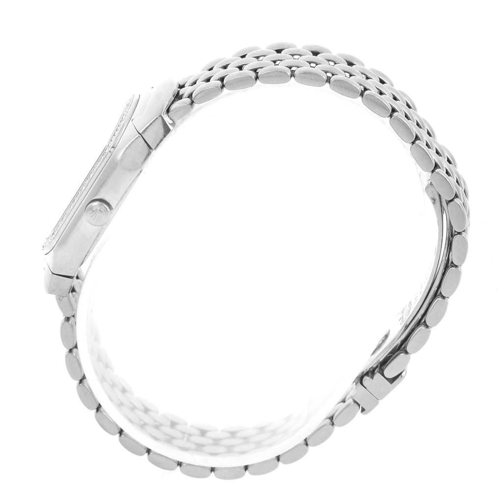 The image shows a side view of the watch case and bracelet of a Rolex Cellini 6691 Women
s White Gold Blue Dial 6691 Women
s White Gold Blue Dial model.