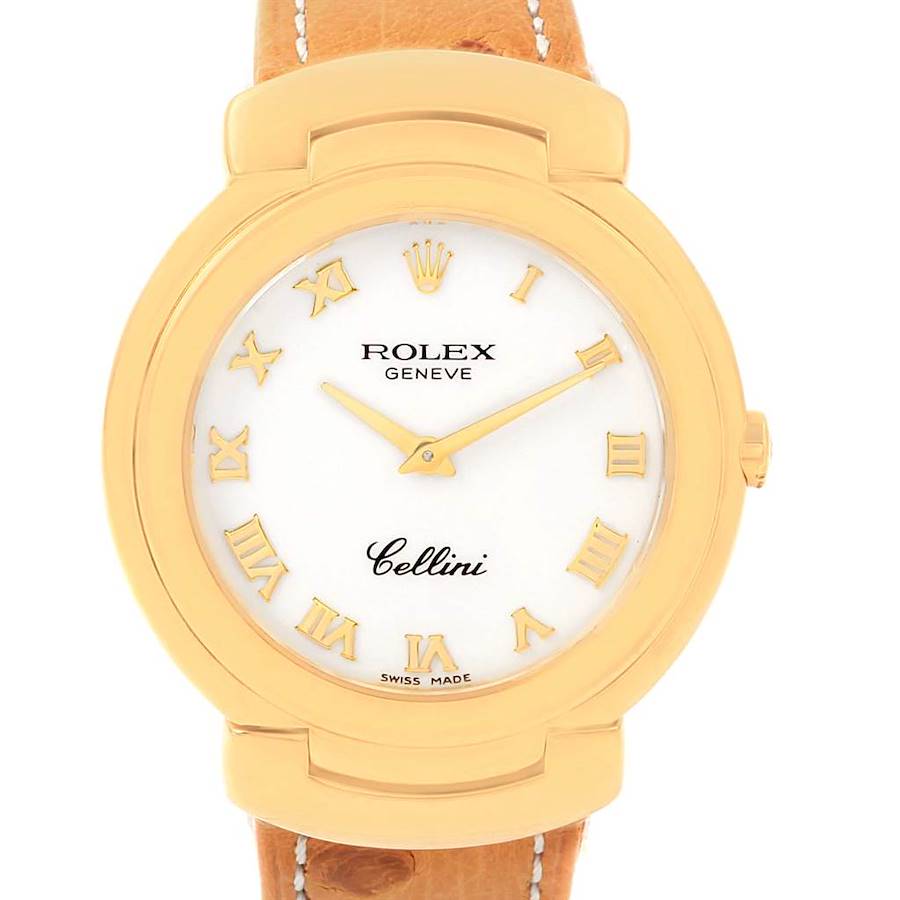 Rolex Cellini 18k Yellow Gold White Roman Dial Quartz Ladies Watch