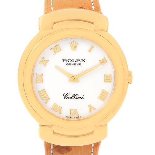 Photo of Rolex Cellini 18k Yellow Gold White Roman Dial Quartz Ladies Watch 6622