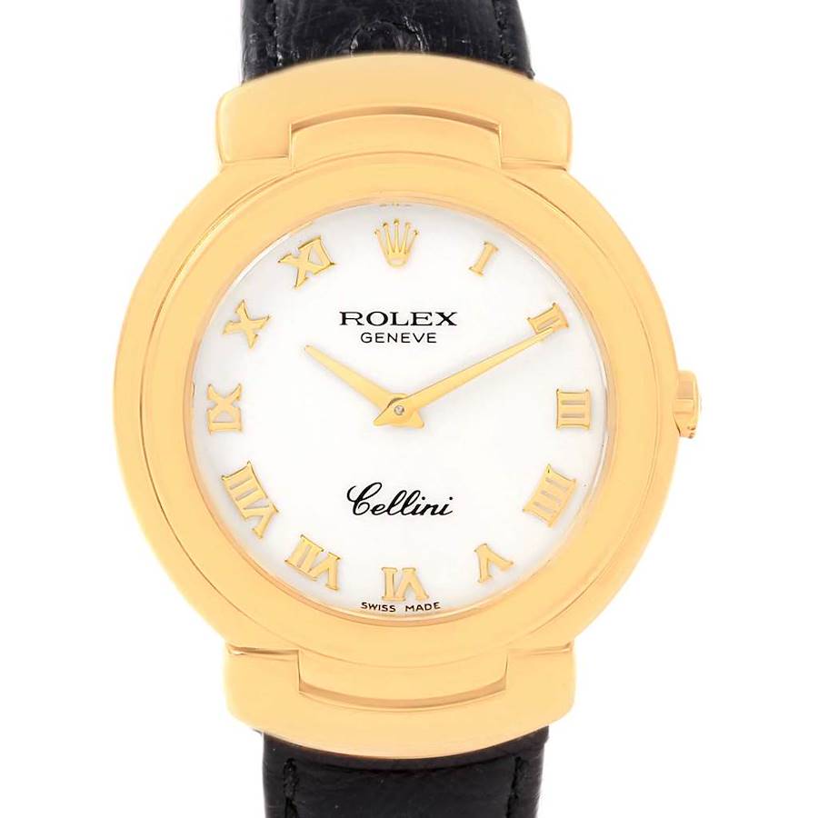 Rolex Cellini 18k Yellow Gold White Roman Dial Quartz Ladies Watch 6622 SwissWatchExpo