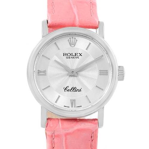 Photo of Rolex Cellini Classic 18k White Gold Pink Strap Ladies Watch 6110