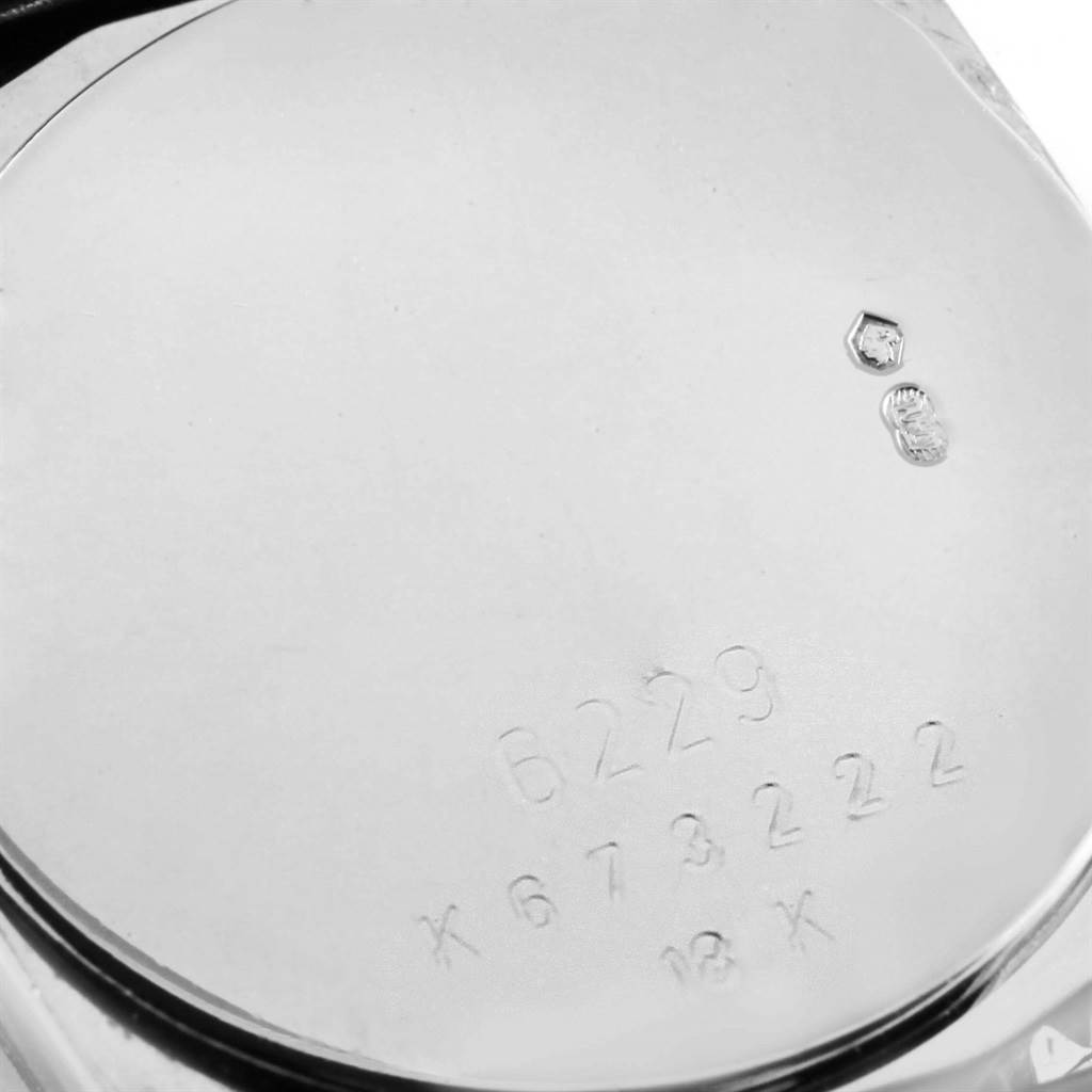 This image shows the inside case back of a Rolex Cellini 6229 Women's White Gold White Dial 6229 Women's White Gold White Dial watch, displaying the model number "6229" and a hallmark.